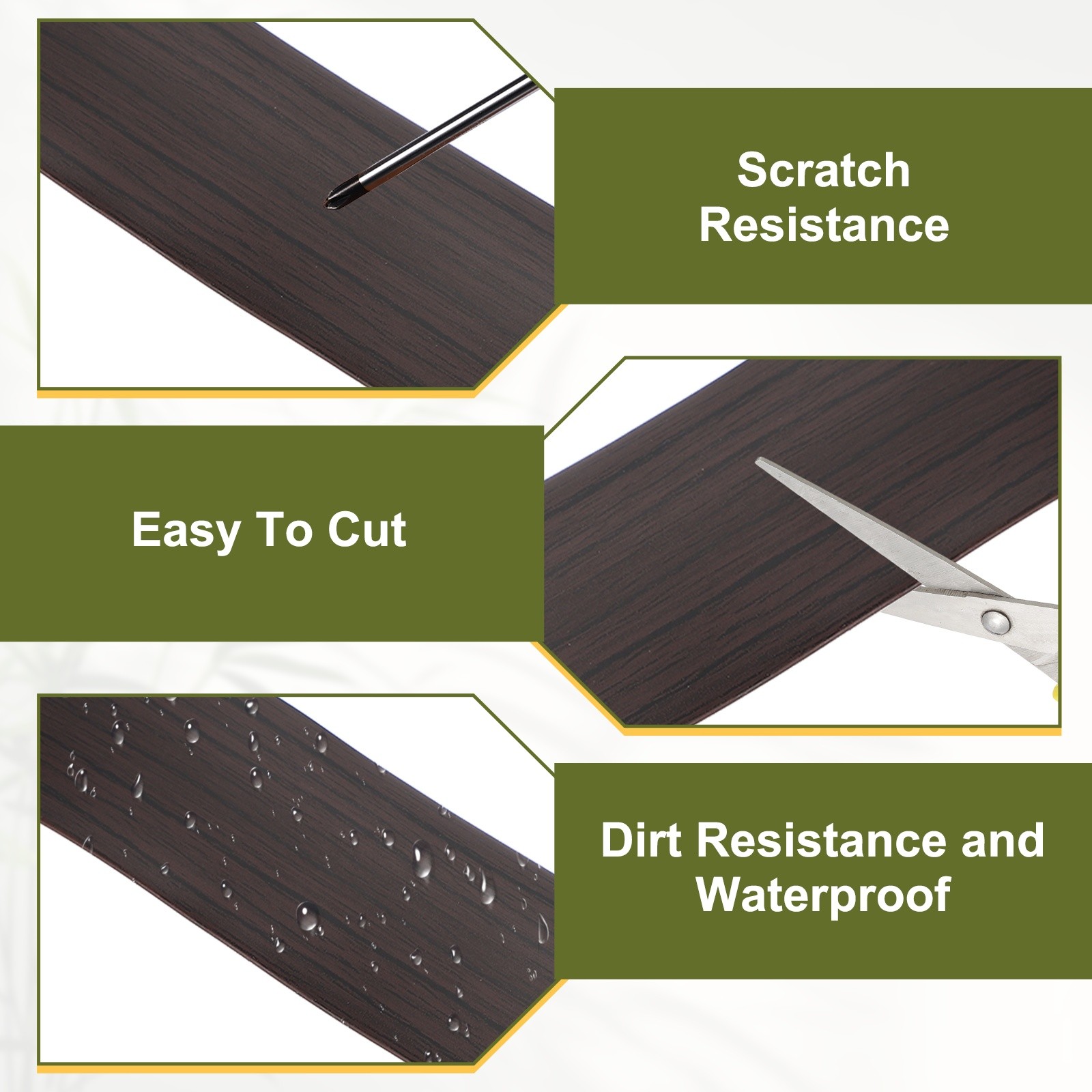 Floor Transition Strip, 3.2FTx1.57″x0.14″ Wood Grain Strips, Black Walnut Color