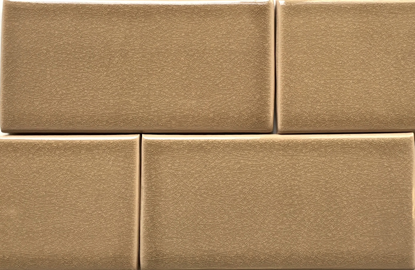 3×6 Cafe Latte Handmade Glossy Finish Crackled Ceramic Tile Wall Backsplash Bath