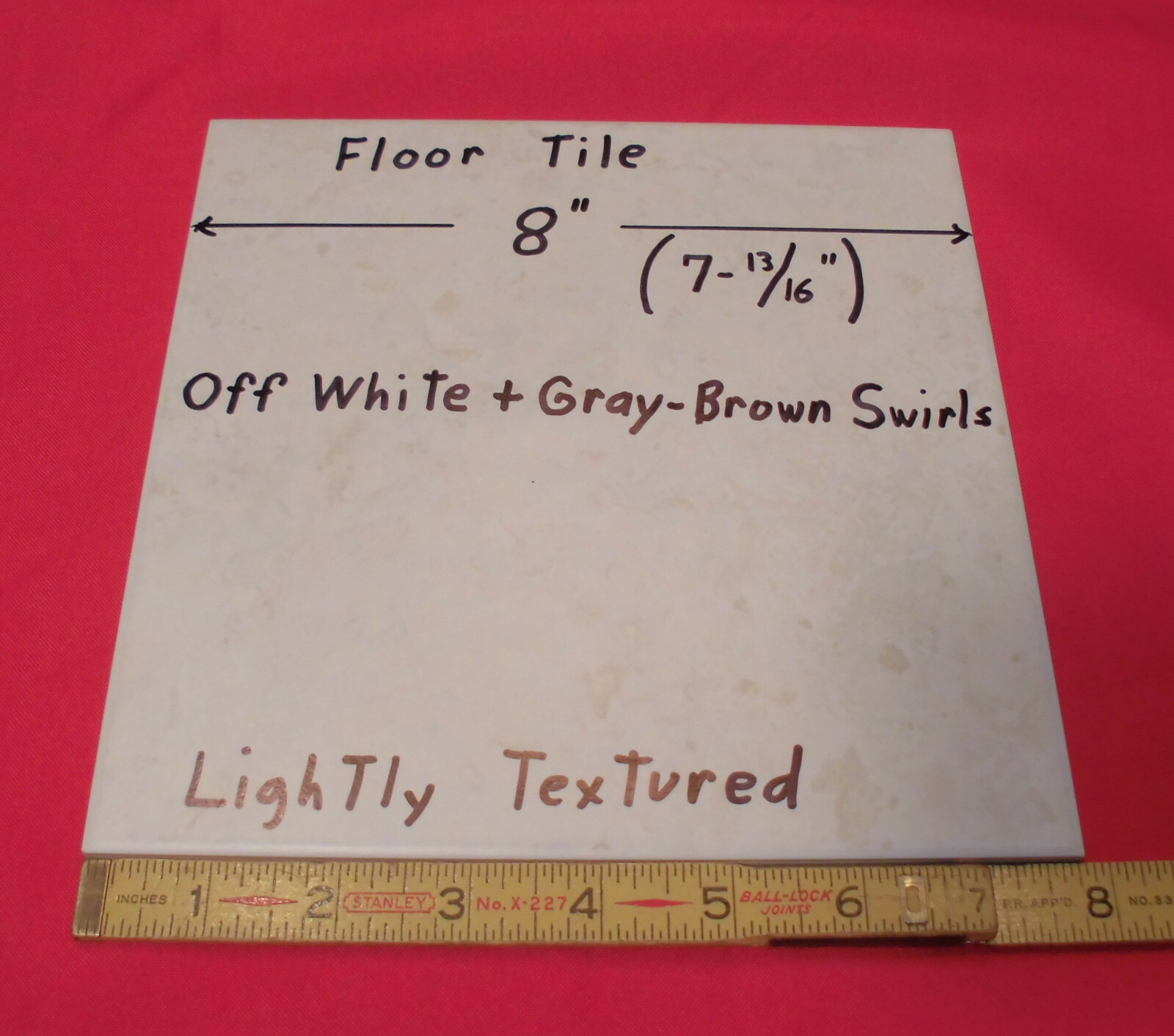 1 pc. 8″ X 8″ *Off White + Gray-Brown Swirls; Ceramic-Porcelain Floor Tile NEW