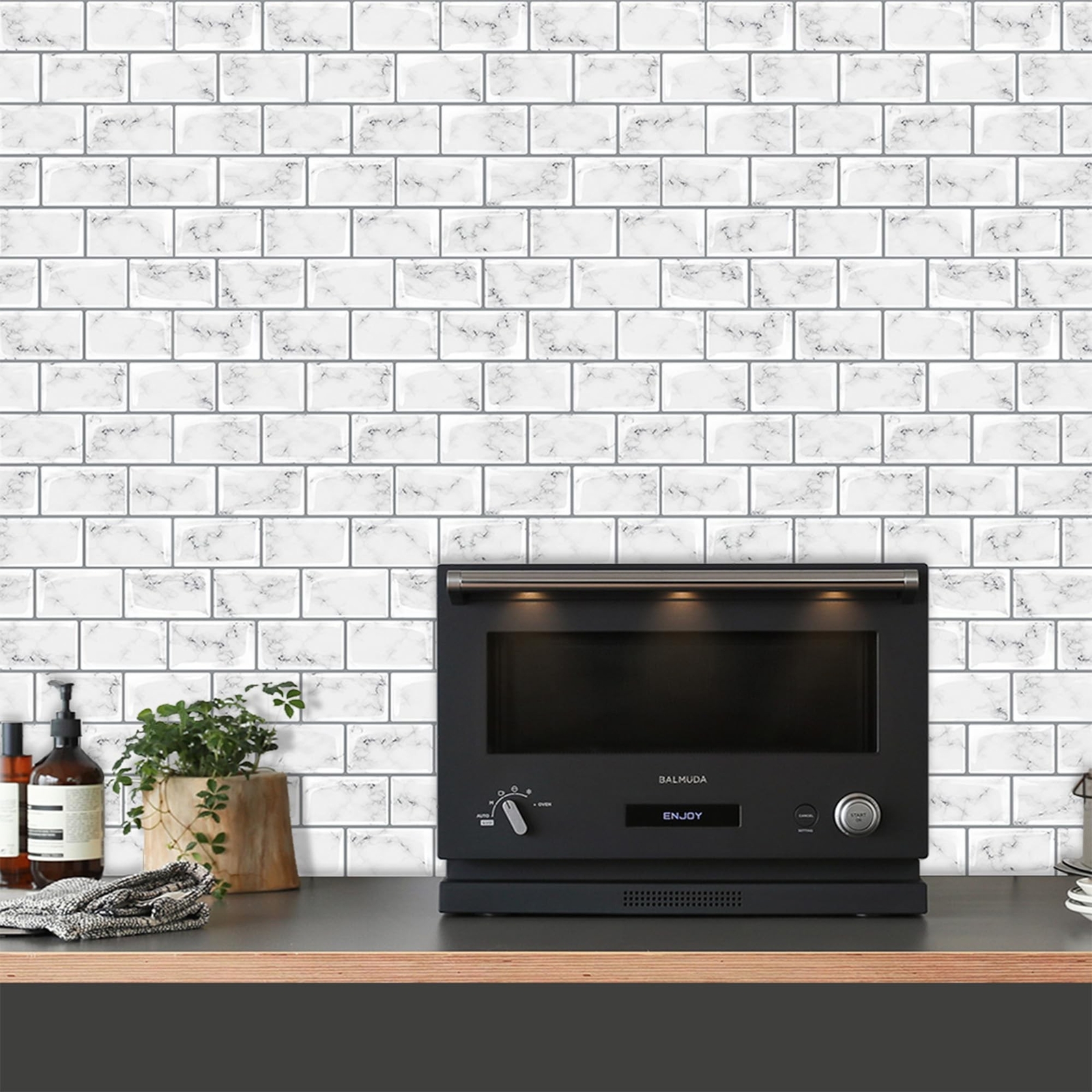Peel and Stick Backsplash Wall Tiles – 10 Sheets White Marble Tile 12″ x 12″ …