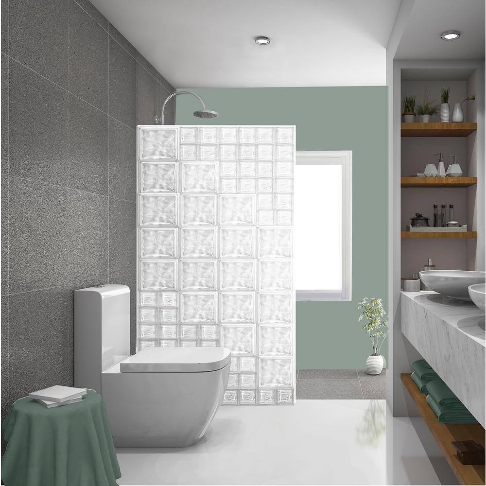 Nubio 4 in. Thick Series 6 in. x 6 in. x 4 in. (8-Pack) Wave Pattern Glass Block