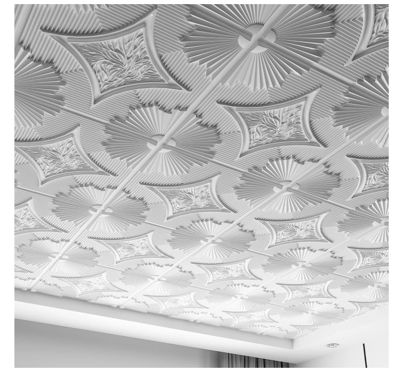 Art3d 24×24 Ceiling Tiles 12 Pack 3D White PVC Glue Up Wall Panels 2×2