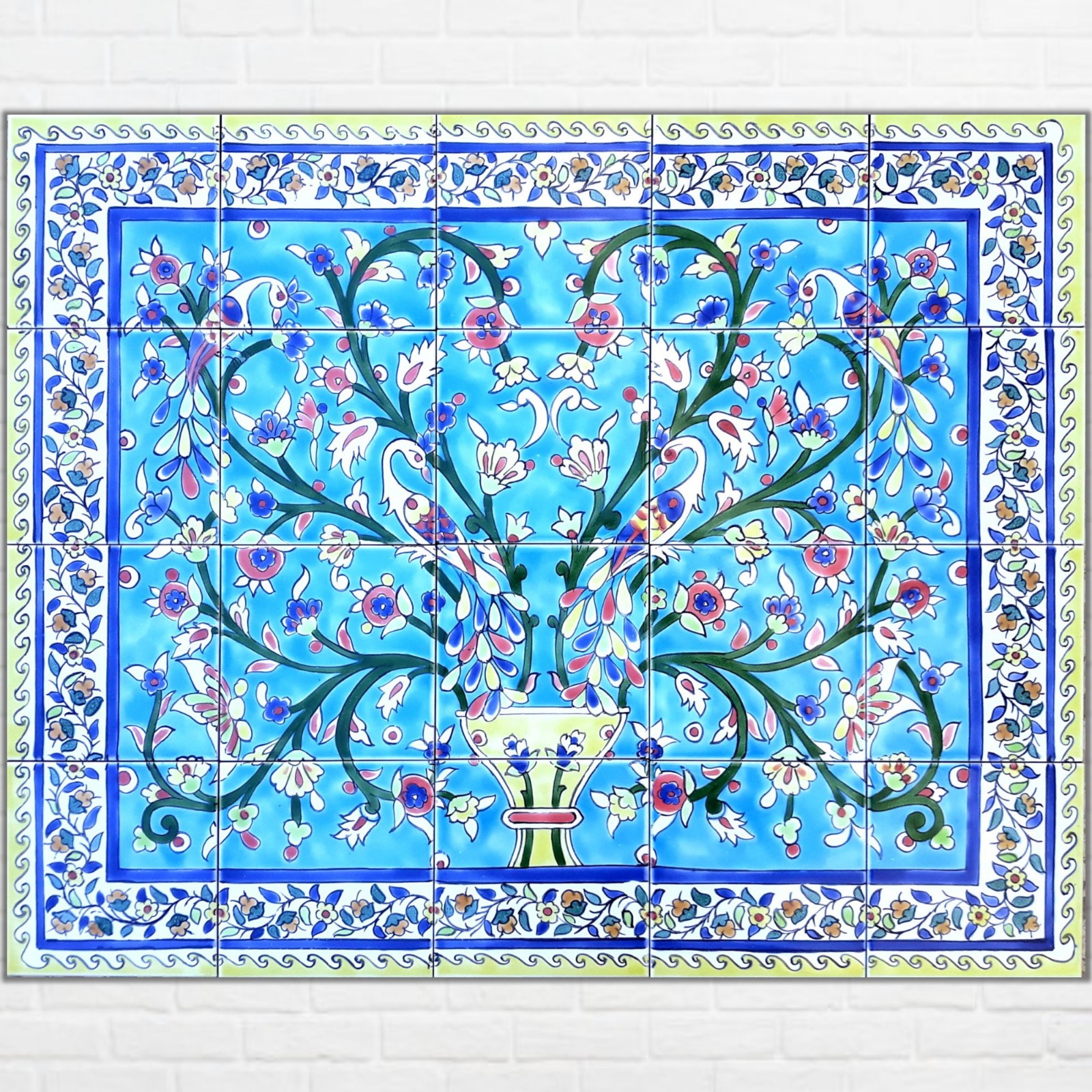 30inx24in Collector Mosaic Backsplash Ceramic Tile Wall Art Mural Peacock Design