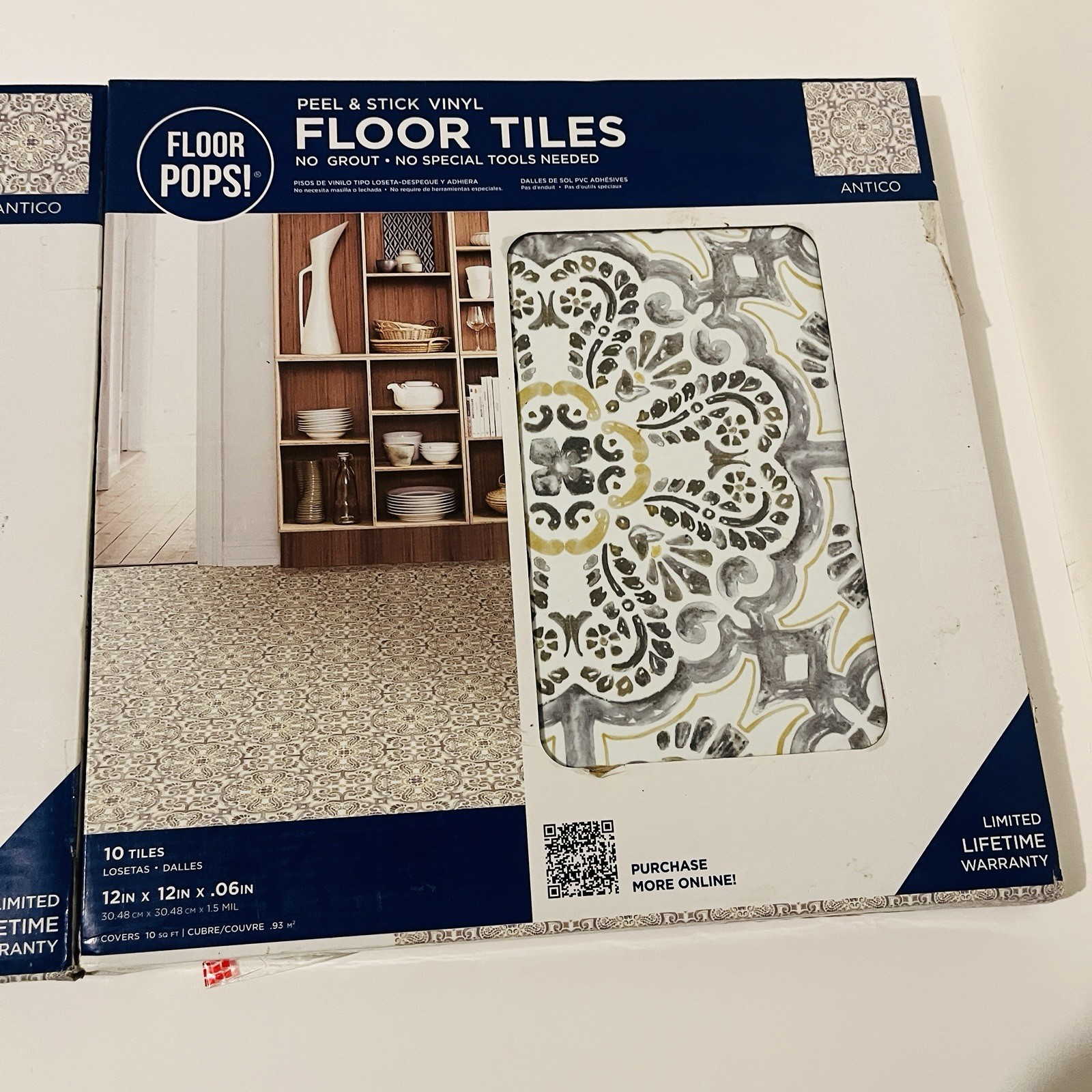FloorPops Antico Peel & Stick Vinyl Floor Tiles 20 Tiles 20 Sq Ft 2 lot Sealed