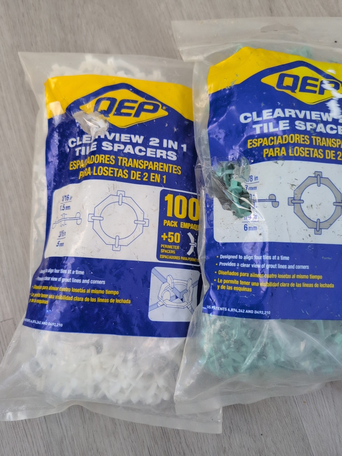 (3) pack QEP 1/16″ 3/16″ 1/8″ Clearview 2 In 1 Tile Spacers 100 Count + 50