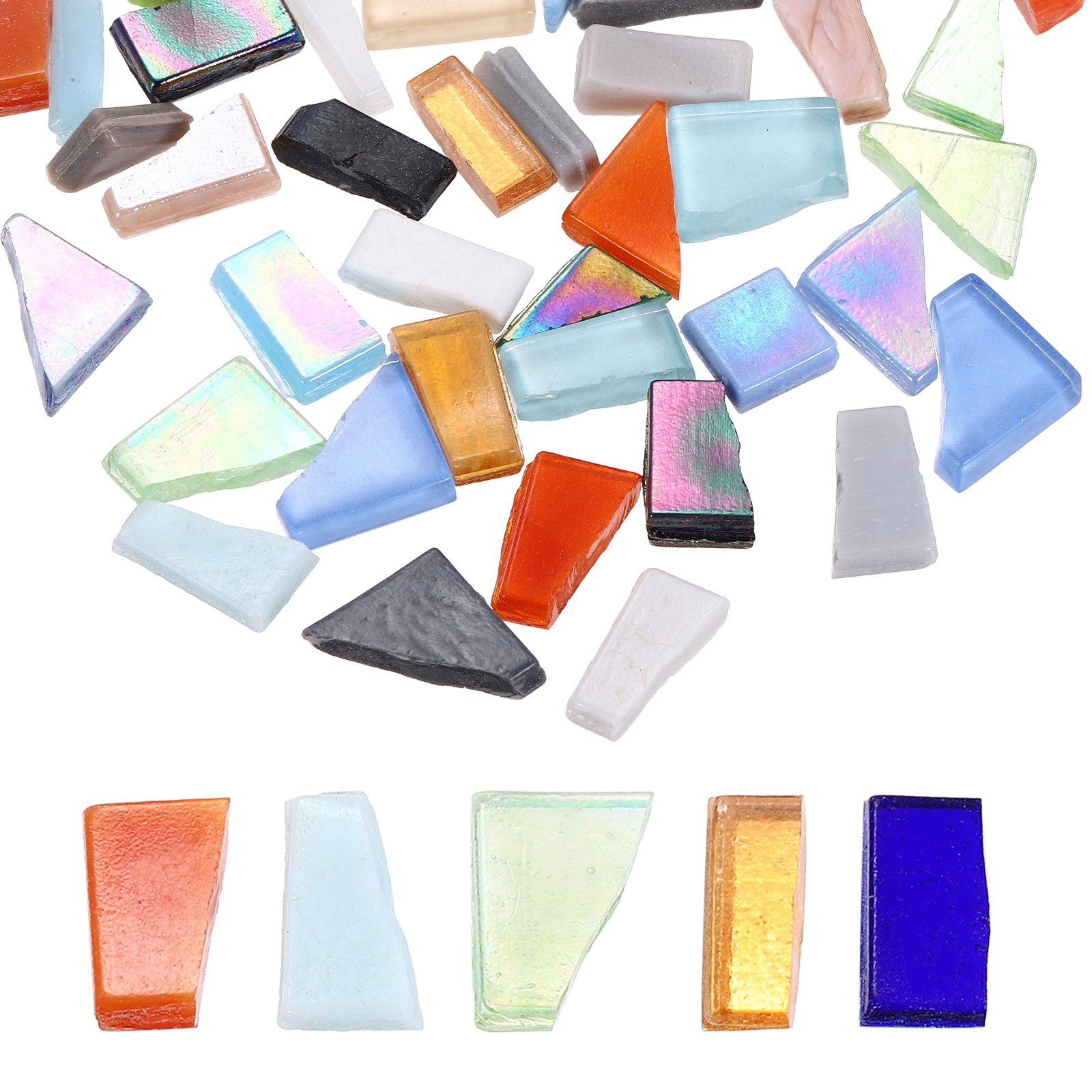 Irregular Glass Mosaic Tiles, 100g/0.2LB Stained Glass Sheets, Mixed Colors