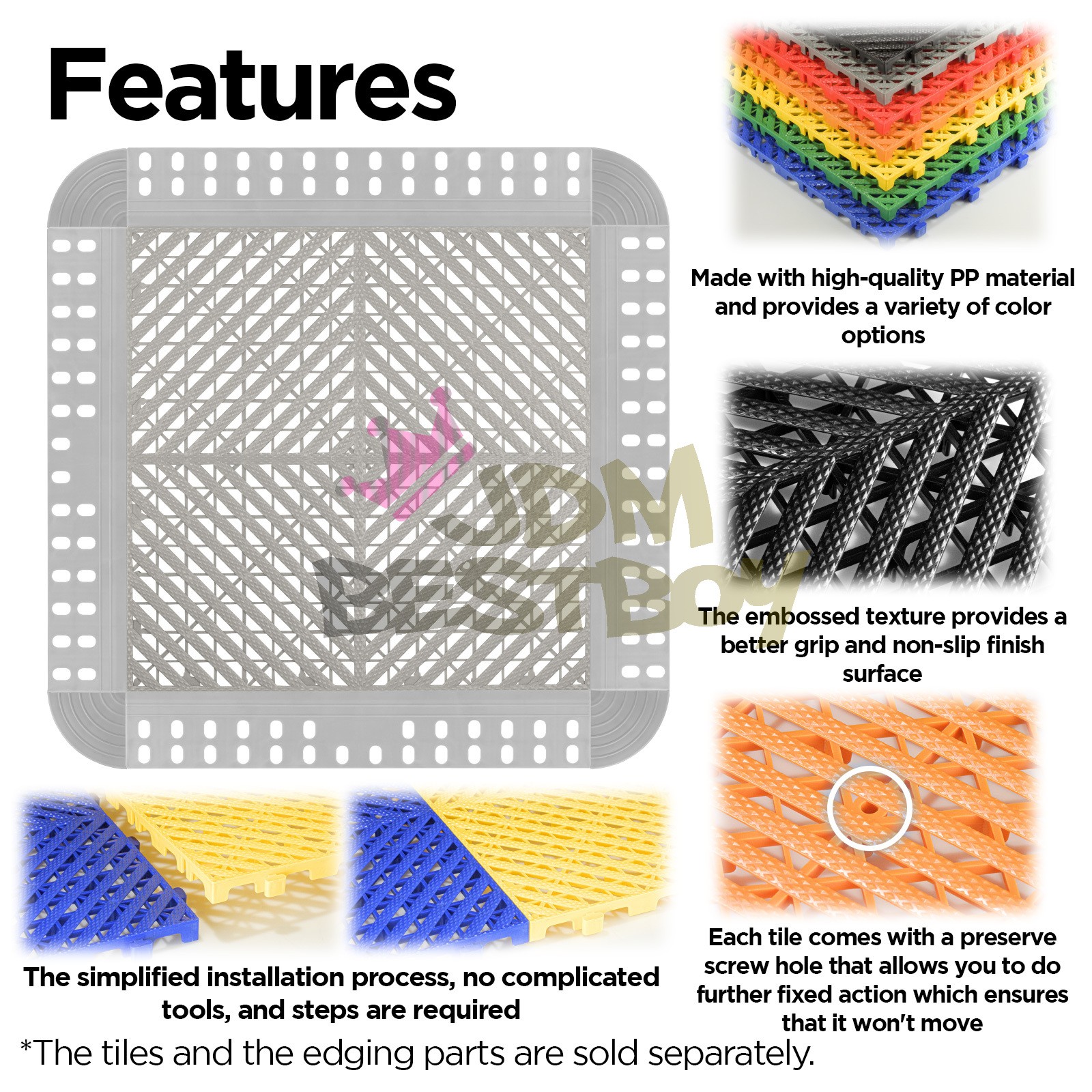 Garage Floor Mat Tile Interlocking Perforated Flooring Rubber Basement Auto Shop