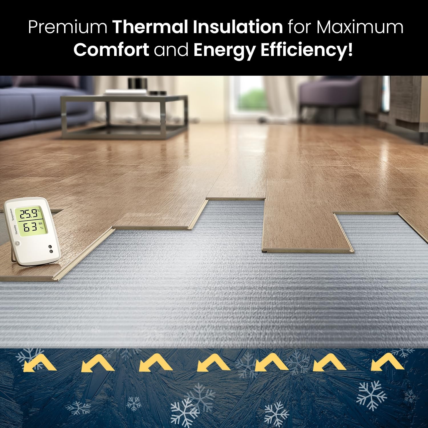 3-in-1 Acoustic Premium Floor Underlayment – 200 sqft Roll – 3mm Thick EPE wi…