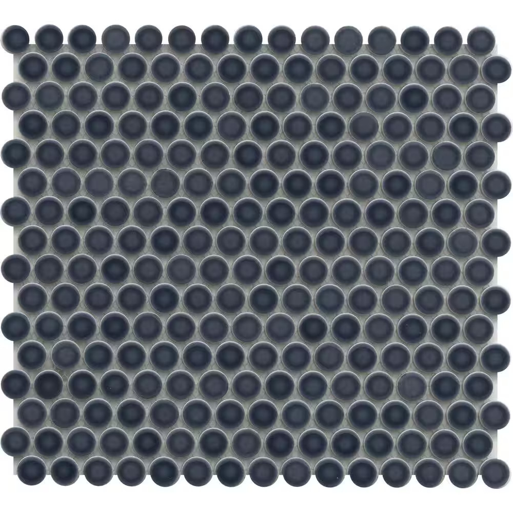 Savvy Navy 11 In. X 12 In. Penny Glossy Porcelain Mosaic Floor and Wall Tile (0.