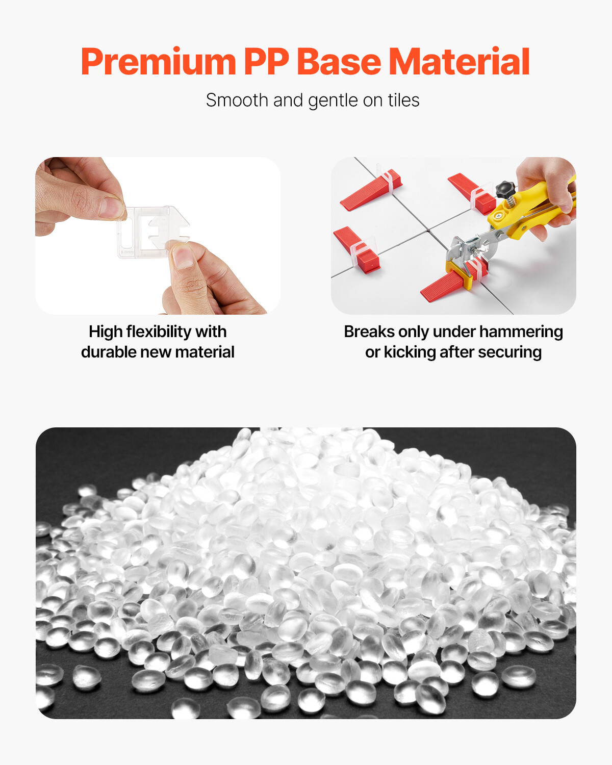 Tile Leveling System 1/8″ (3 mm) 700pcs Tile Spacers+200 Reusable Wedges 1 Plier