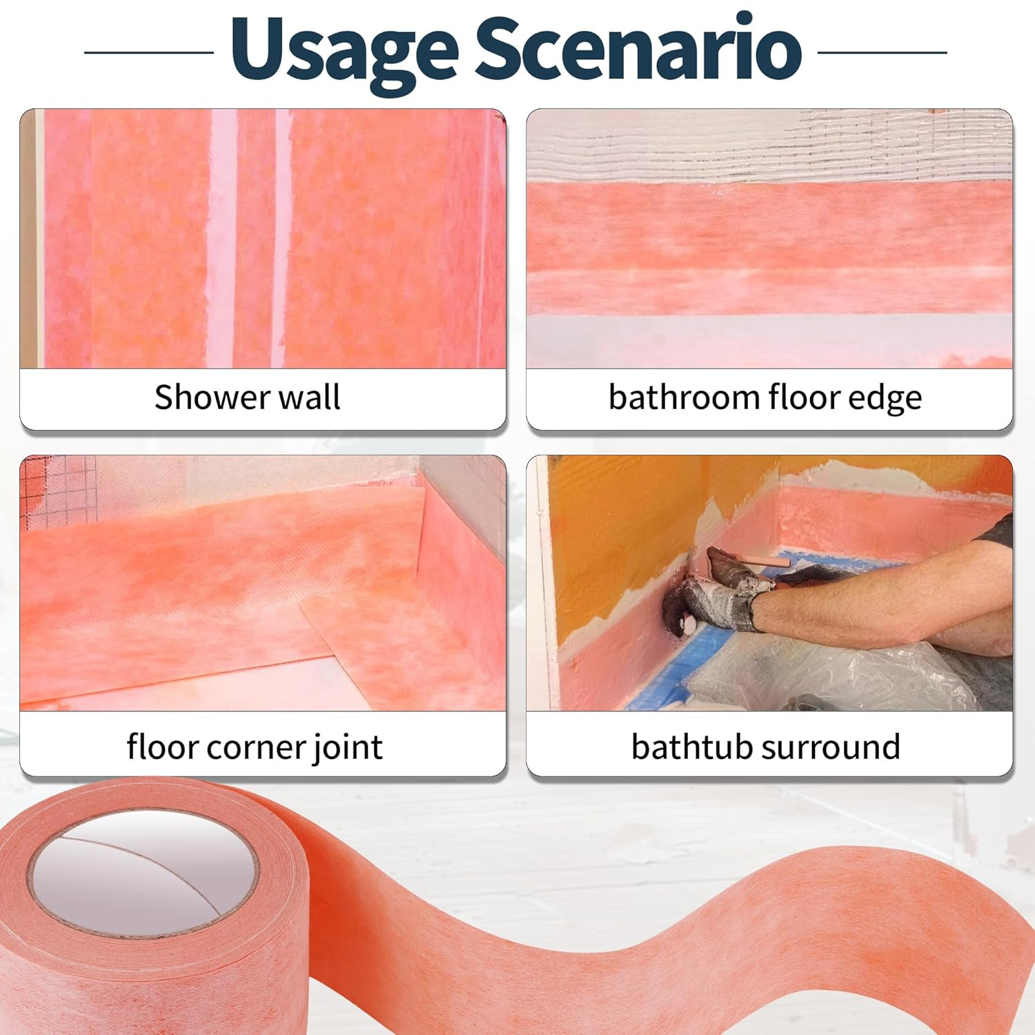 Waterproofing Membrane Band Roll, 24 Mil Thick, 3 Inch × 33 Ft Tile Floor Underl