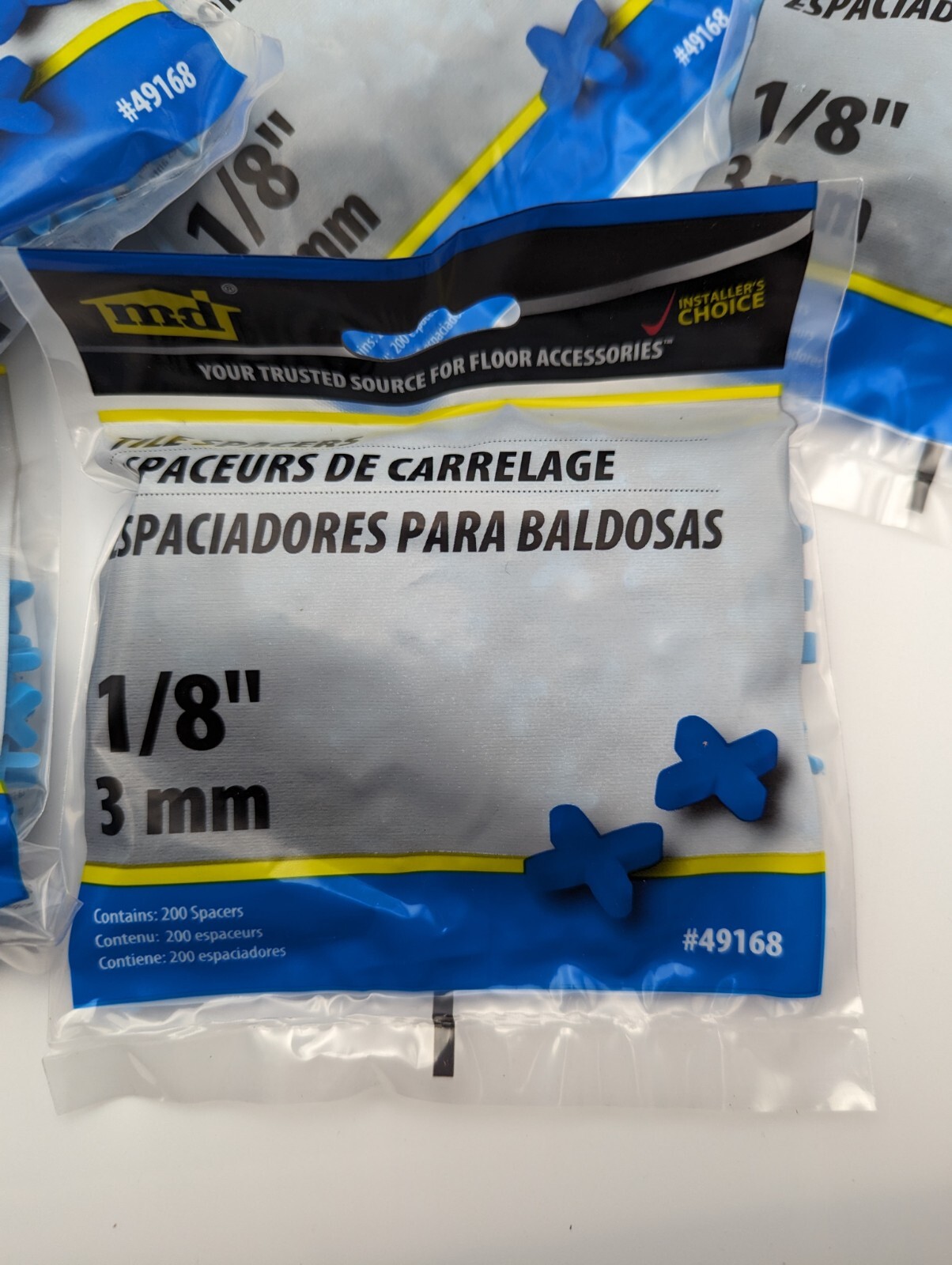 MD Building Products Tile Spacers White 1/8″ 3mm 8 Packs Of 200 1600 Total