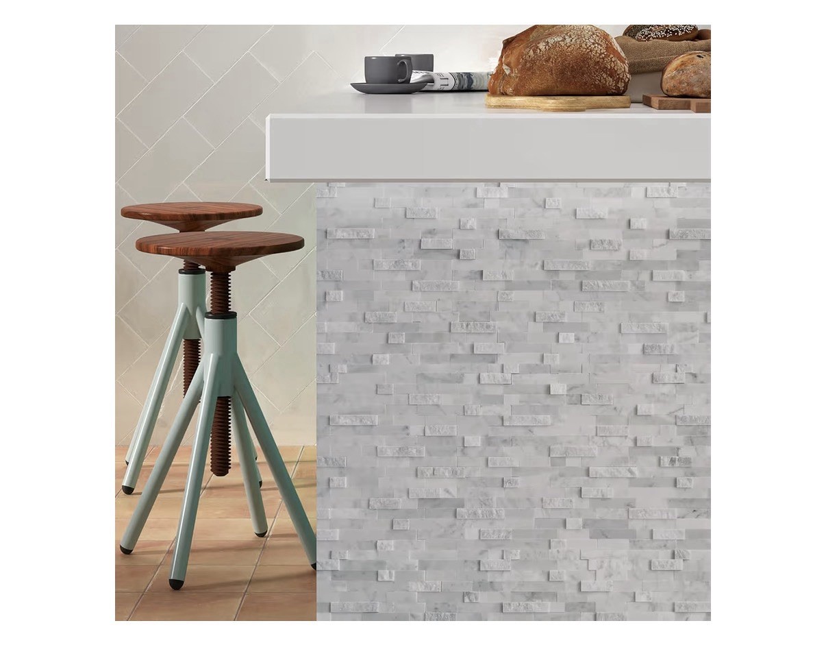 SUNWINGS 5-Sheet 12″x11″ 3D Natural Marble Peel and Stick Backsplash Wall Tile