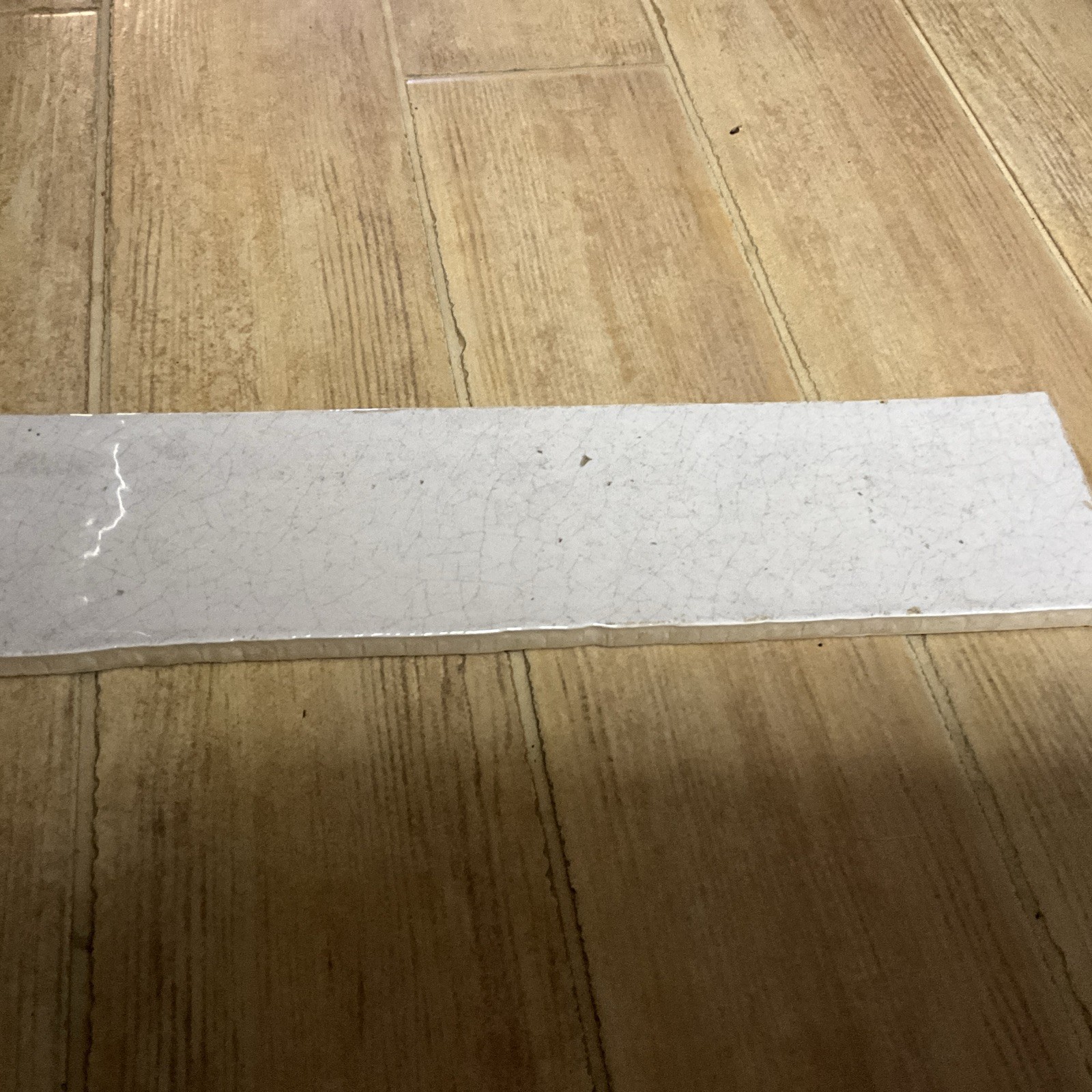 1 PC OF 3” X 12” TILE MAIOLICA CRACKLED TENDER GREY MADE BY ROCA TILE IN SPAIN