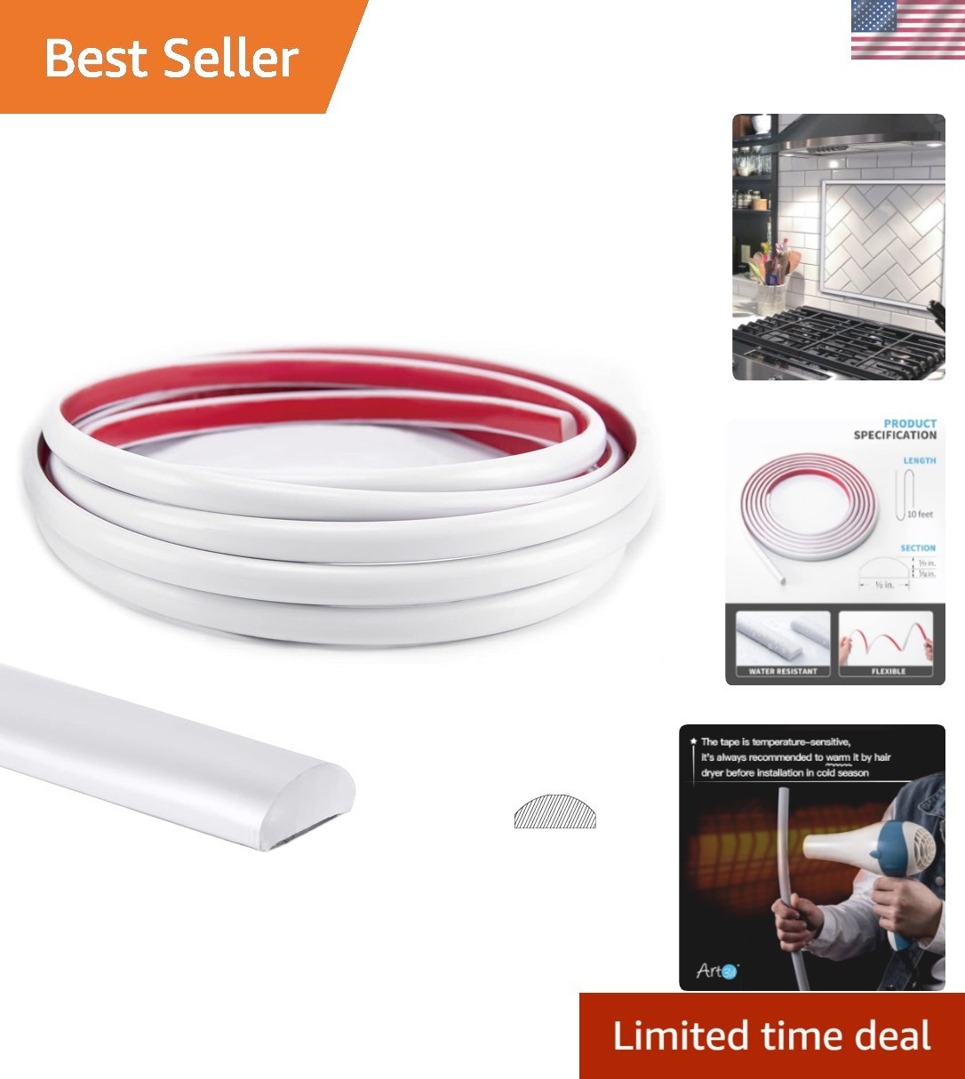 10 Feet Matte PVC Peel and Stick Backsplash Edge Trim – Easy DIY Installation