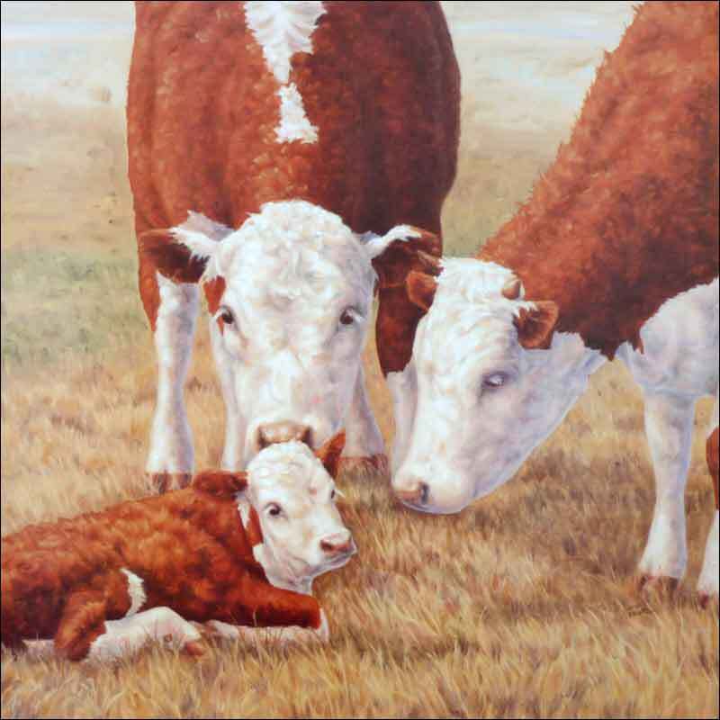 Cow Accent & Decor Tile Linda Elliott Country Life Art CCI-LE18TAT
