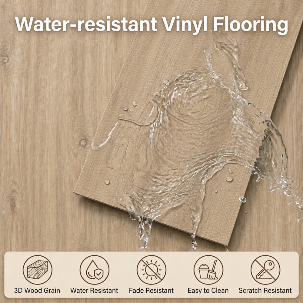 60-Pack Vinyl Floor Tile Peel & Stick 36×6″ 90 Sq Ft, Waterproof Flooring, Brown
