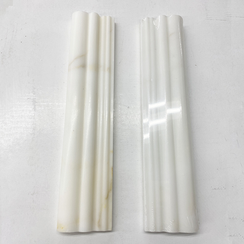 G14H Calacatta Gold Calcutta Marble 2-1/2×12 Chair Rail Trim Molding Honed
