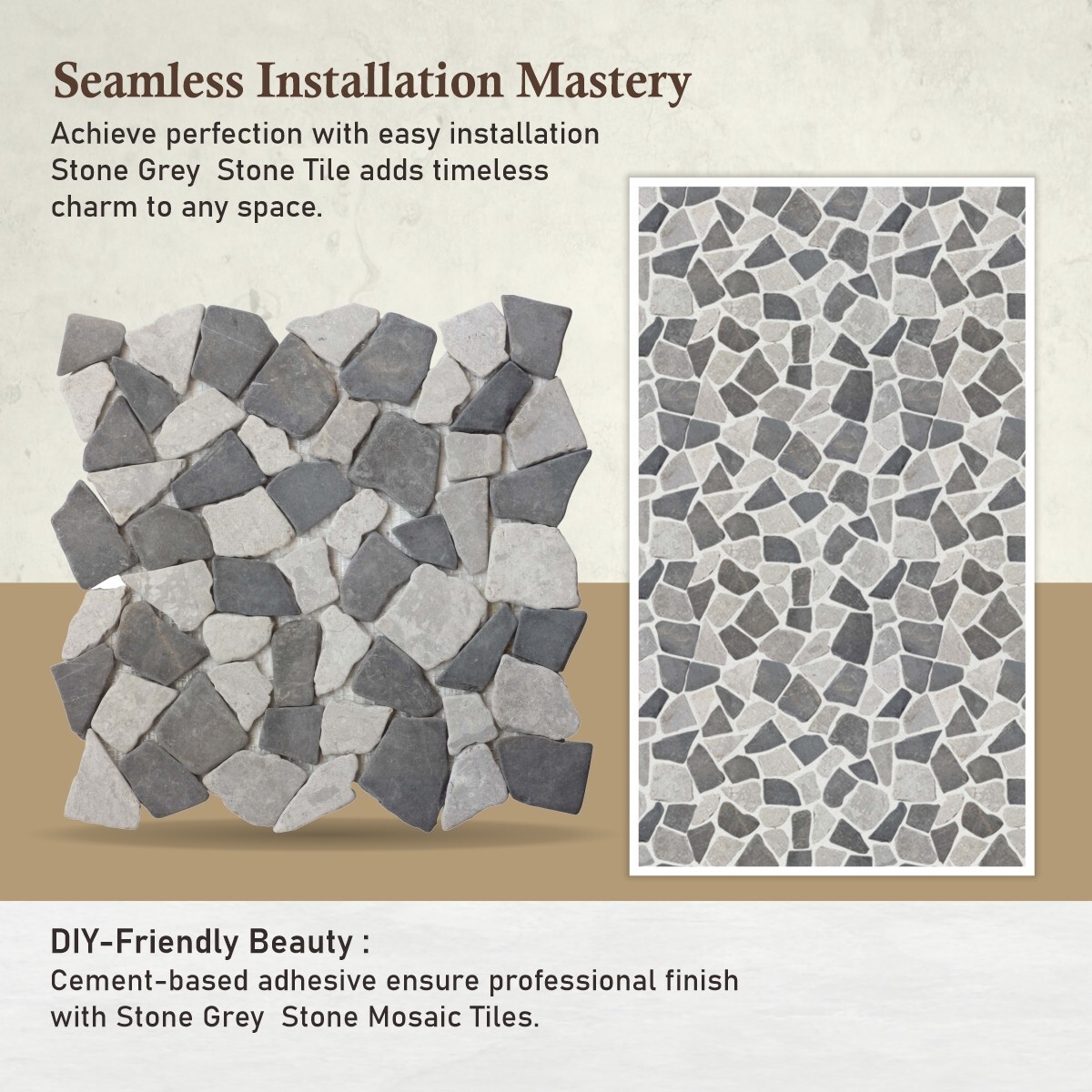 Stone Grey Random Mosaic Wall & Floor Tile ($10.45/SqFt)