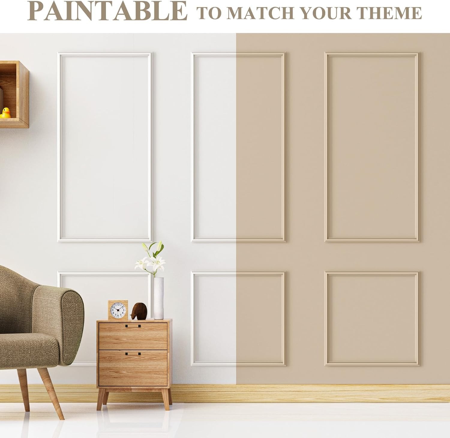 3 Sets Peel and Stick Wall Molding Kit, Premade Wainscoting Panels for Interior