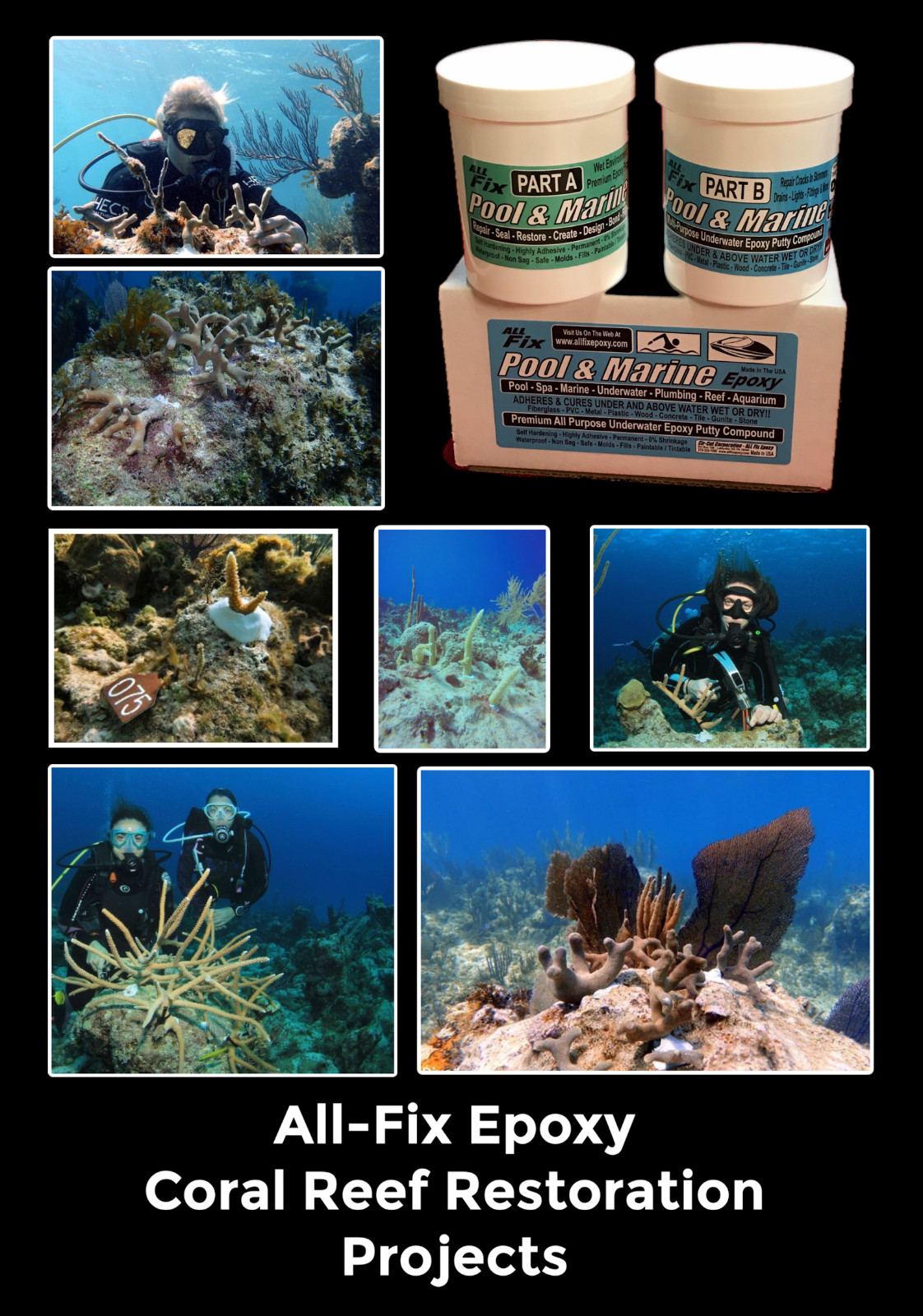 Pool All Fix H20 EPOXY PUTTY Repair MULTI USE Leaks Cracks Tile Stone Plastic