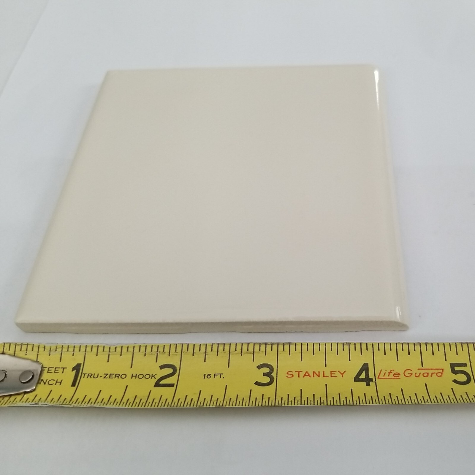 1 Almond Bullnose wavy polished surface 4-3/8″ Glossy Ceramic Florida Tile New