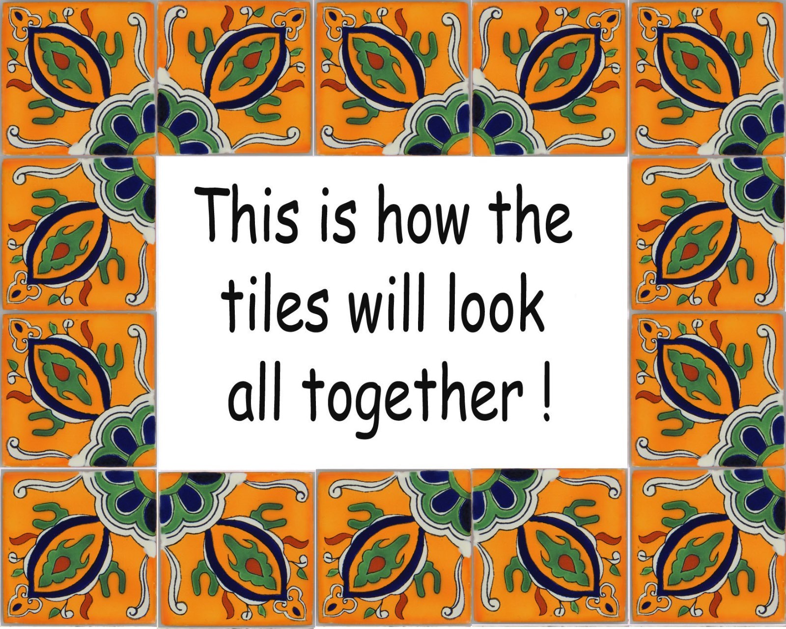 C349- Mexican Handmade Talavera Clay Tile Folk Art 4×4″ Handpainted