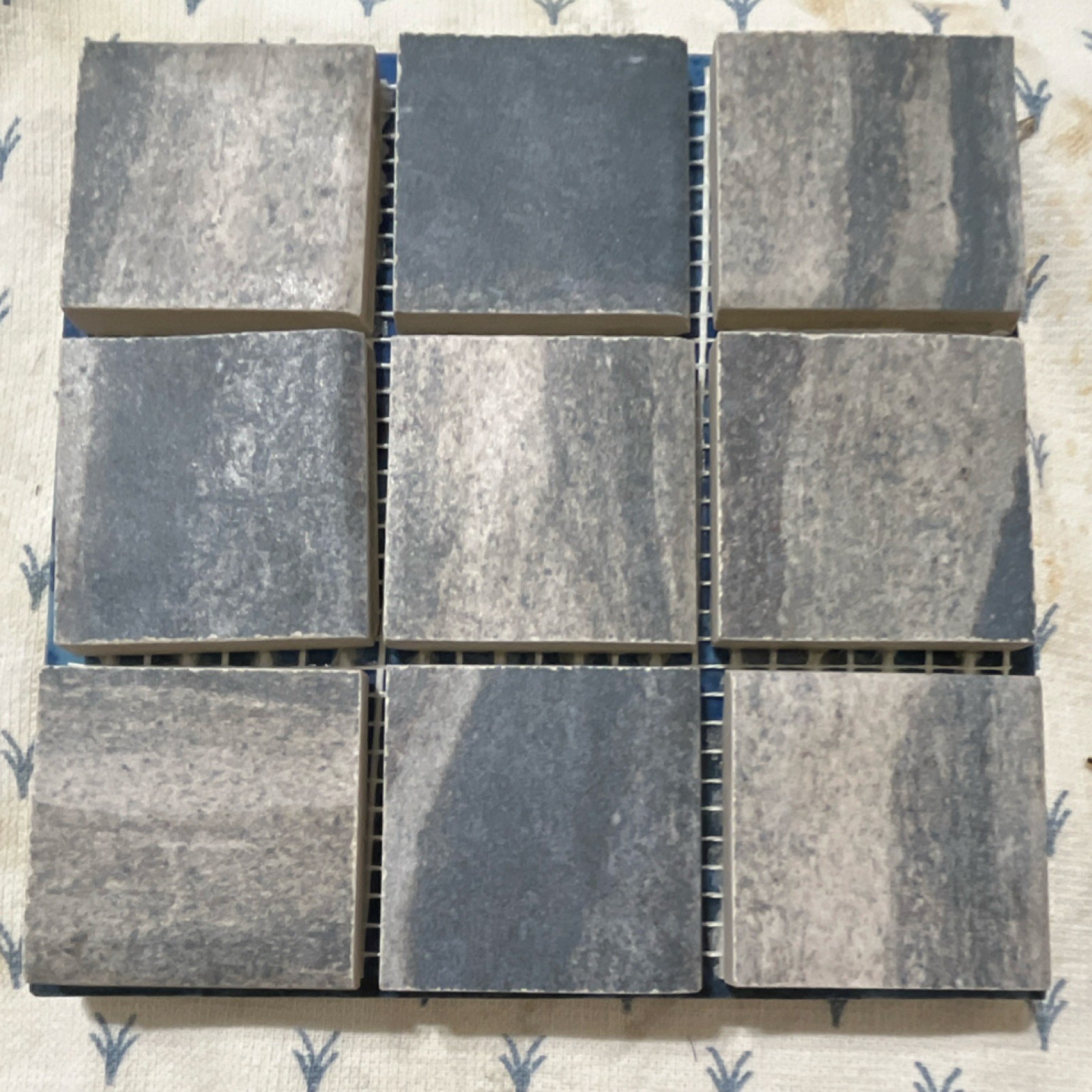 Gray Stone-Look 2×2 Square Mosaic Tile Sheet 6×6 Matte Mesh Backing