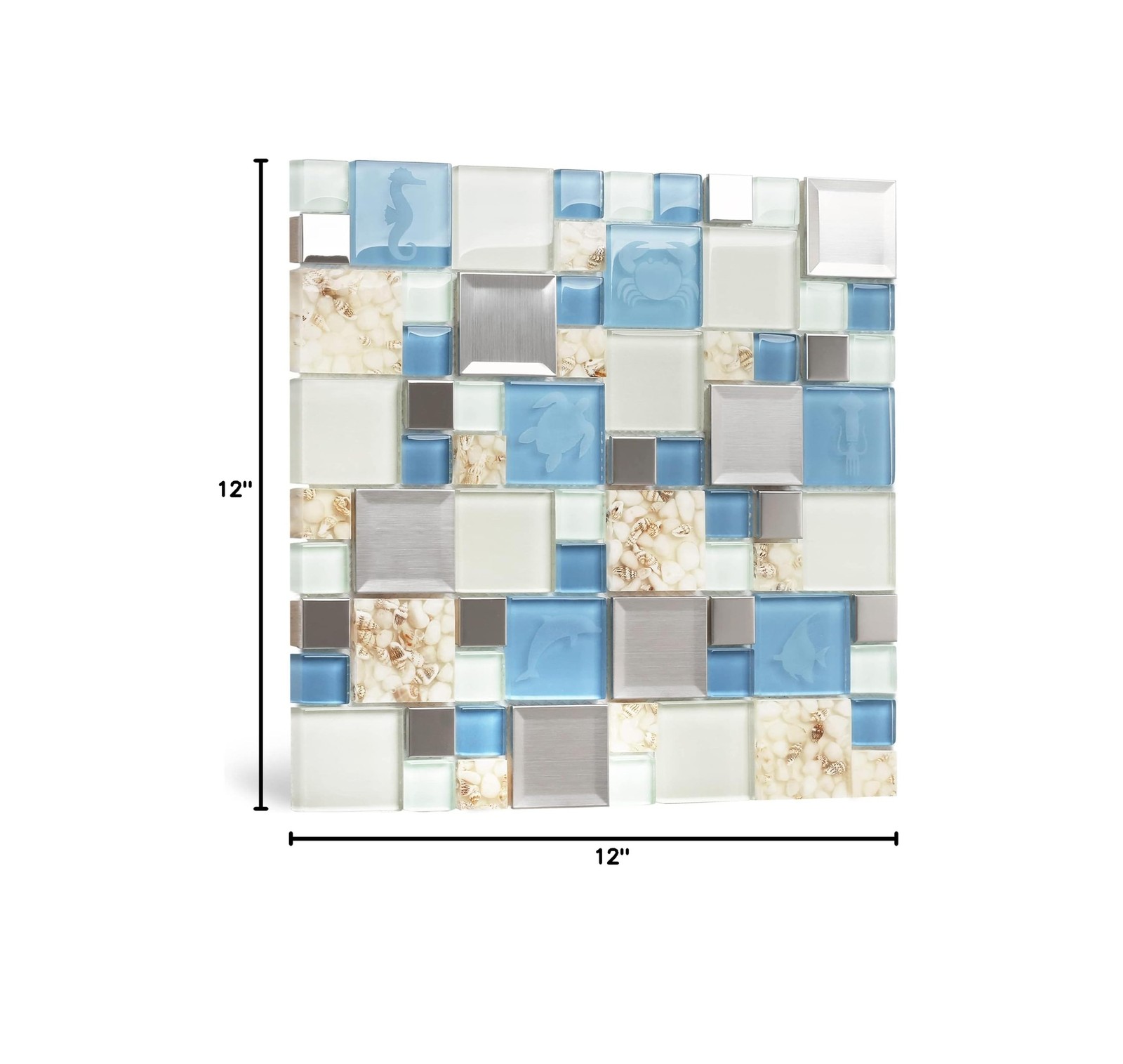 Blujellyfish Blue Sea Glass Tile Backsplash Beach Style Mosaic Tiles Real Sea…