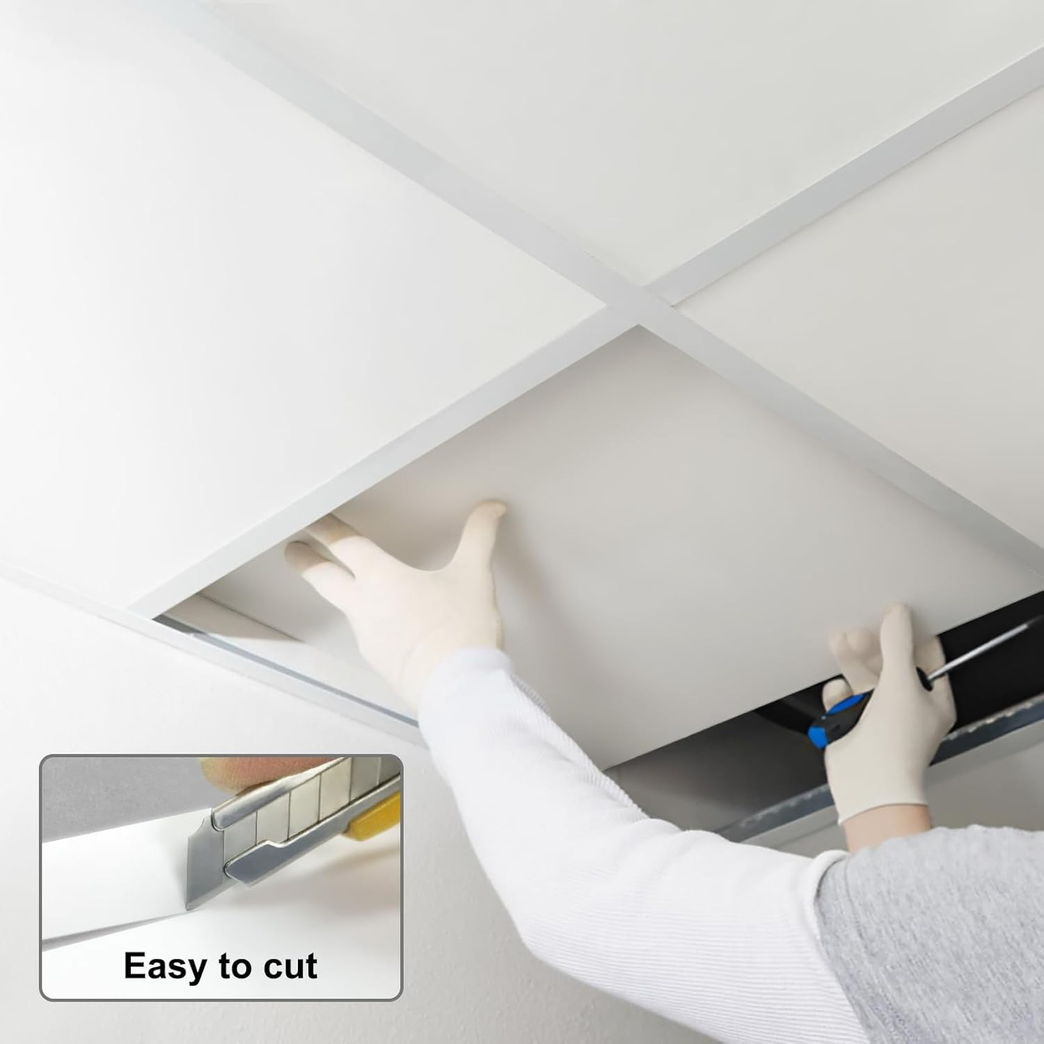 White Drop Ceiling Tiles 2′ x 4′, Waterproof, Fire-Rated, 10 Pack