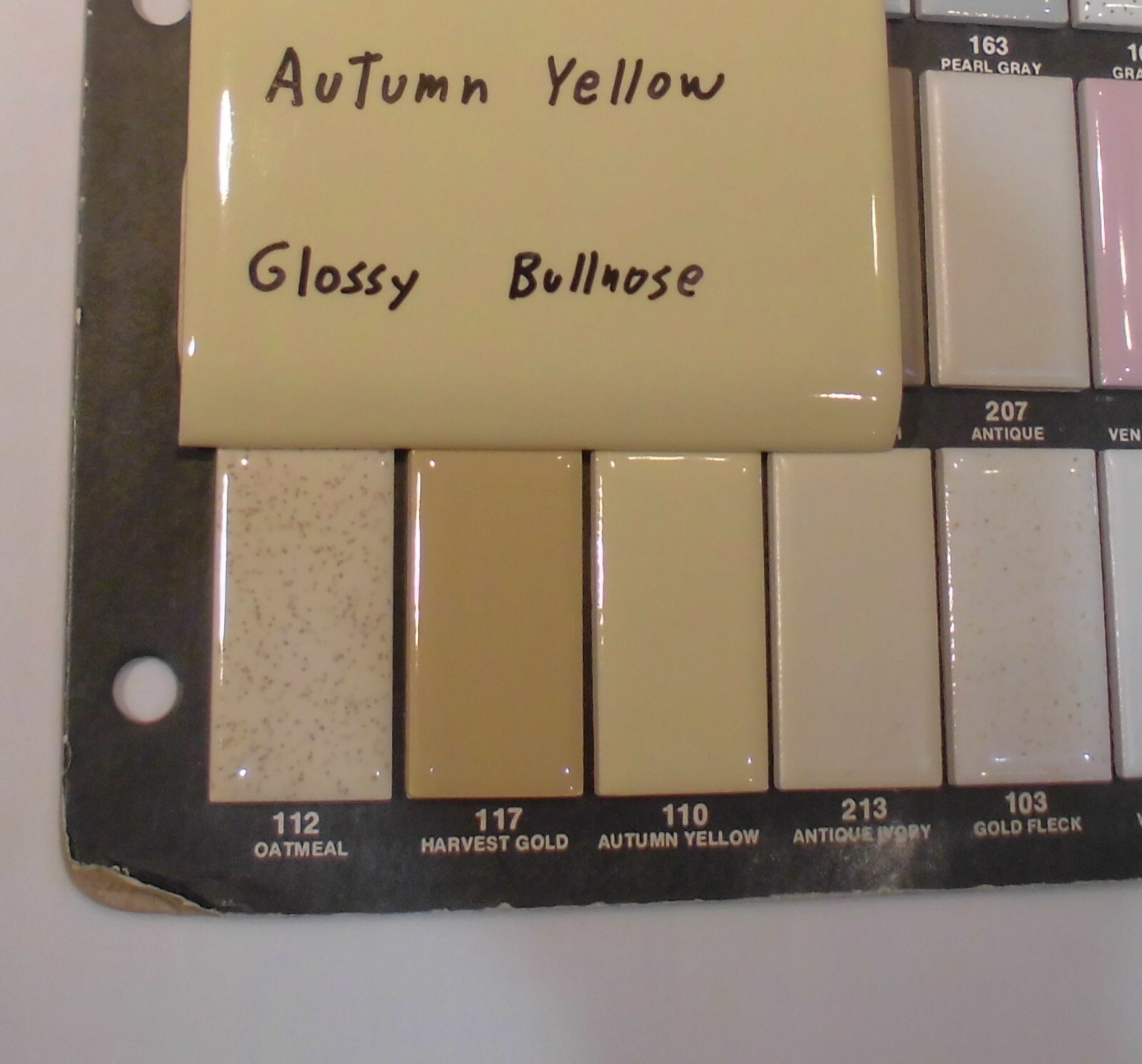 1 pc. Autumn Yellow; Bullnose Surface Ceramic Tile 4-3/8″ by Mid-State Co. NOS