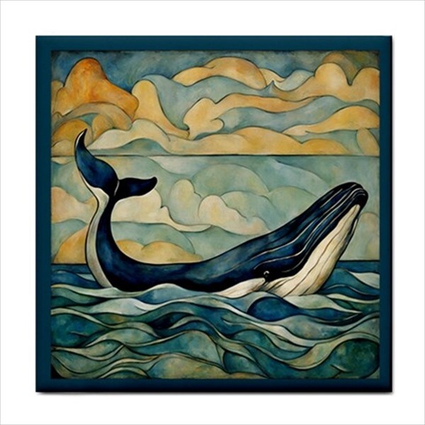 Whale Decorative Ceramic Tile Sea Ocean Art Nautical Decorative Backsplash