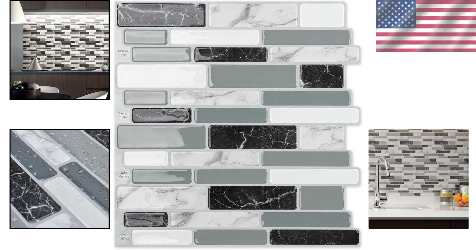Water-Resistant Peel and Stick Tiles – 12″x12″ (10 Sheets)
