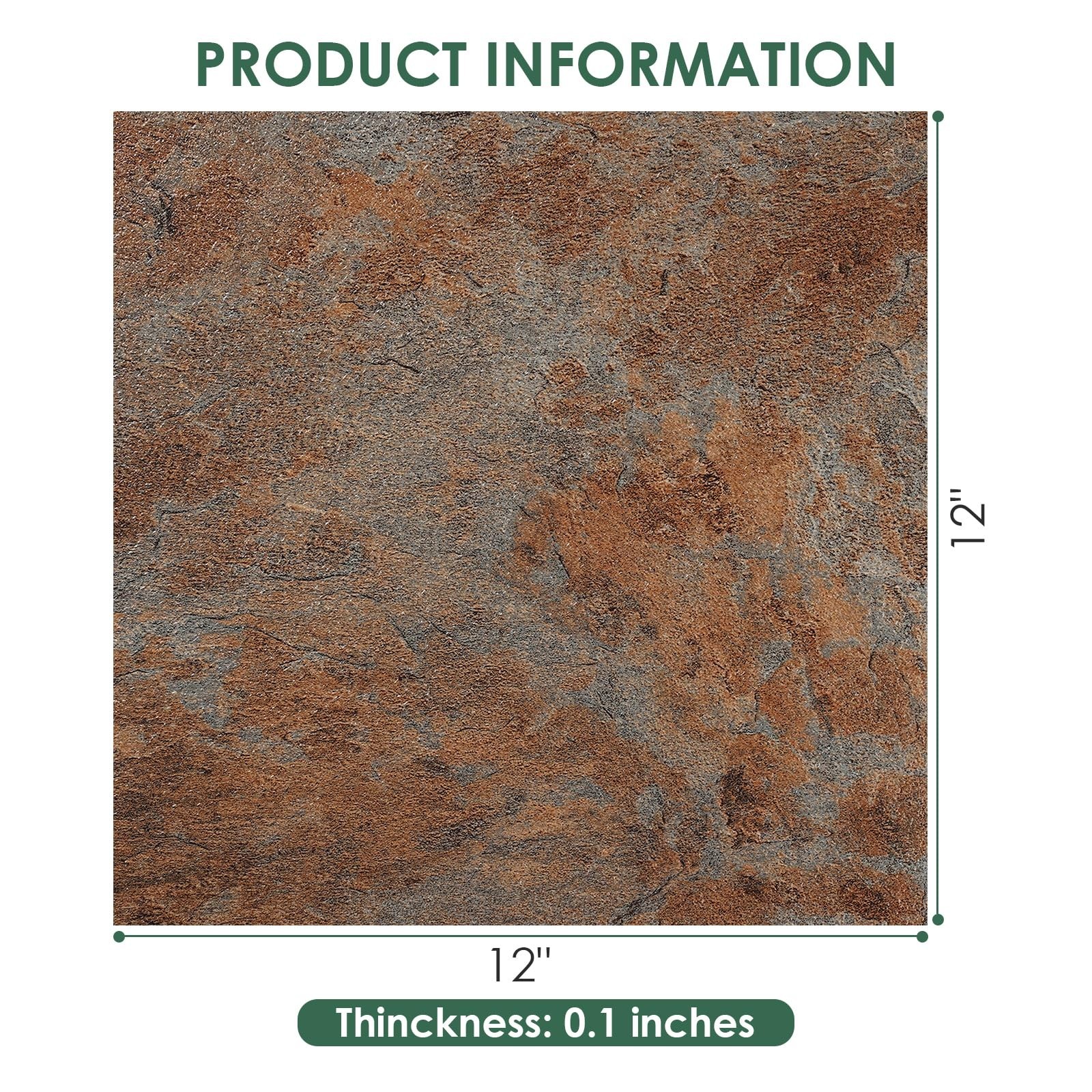 VallisCo 30-Piece 12×12 Floor Tiles, 30 Sq Ft, Waterproof Vinyl, Red Brown