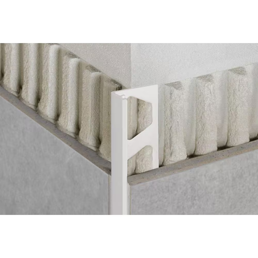 Jolly-P Bright White 5/16 In. X 8 Ft. 2-1/2 In. PVC L-Angle Tile Edging Trim