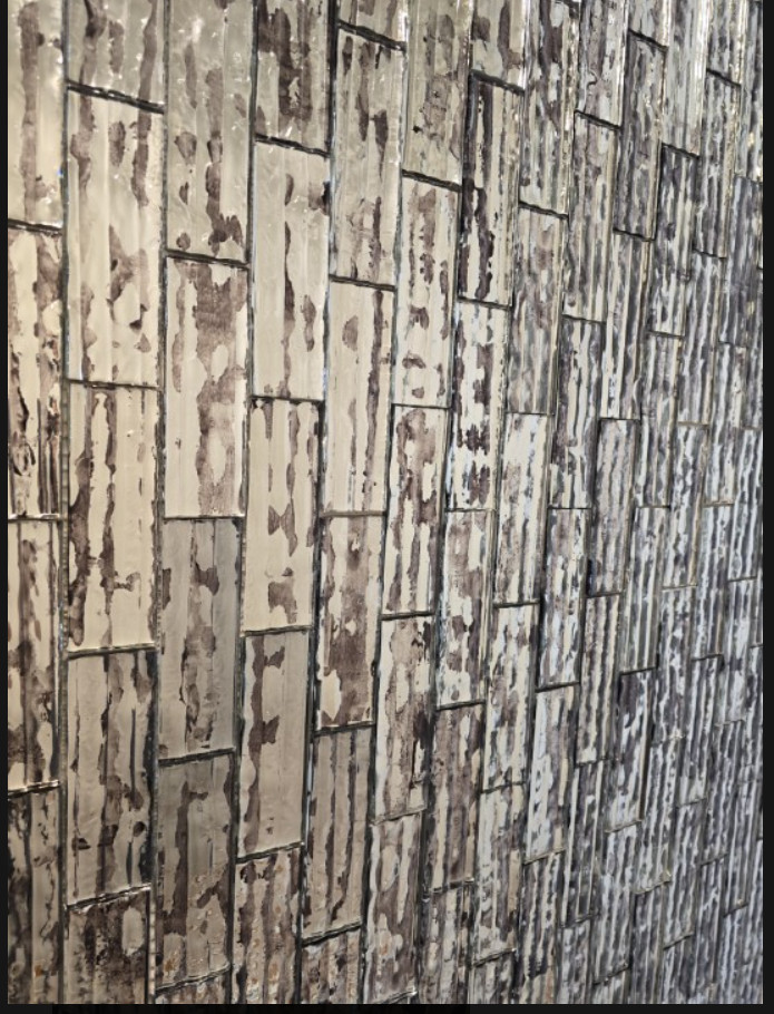 3 Sheets Droplettes Fog Shadow 2×6 Rippled Glossy Glass Tiles