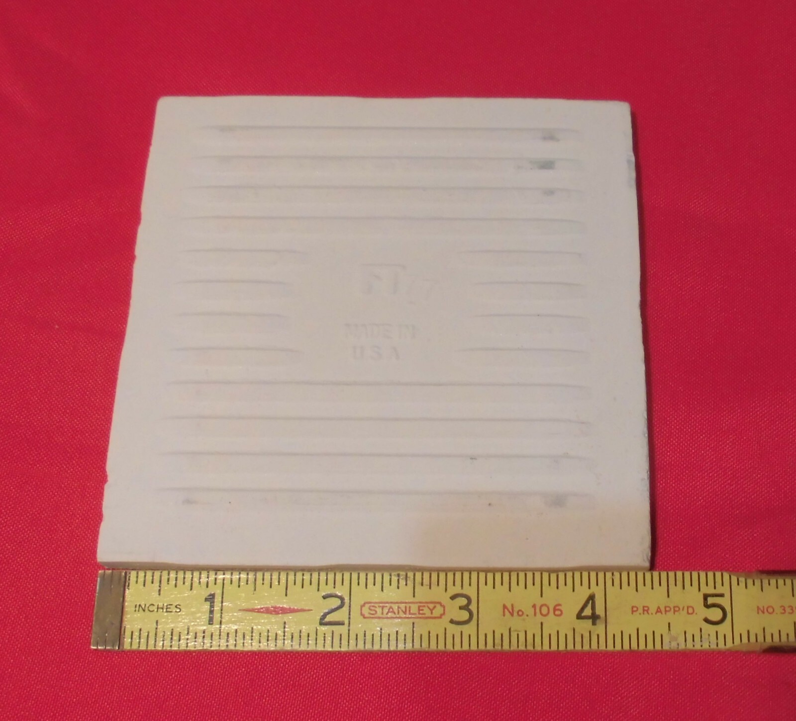 1 pc. Bone: Bumpy Matte Ceramic Tile 4-3/8″ by Florida: Big Thumb Prints, New