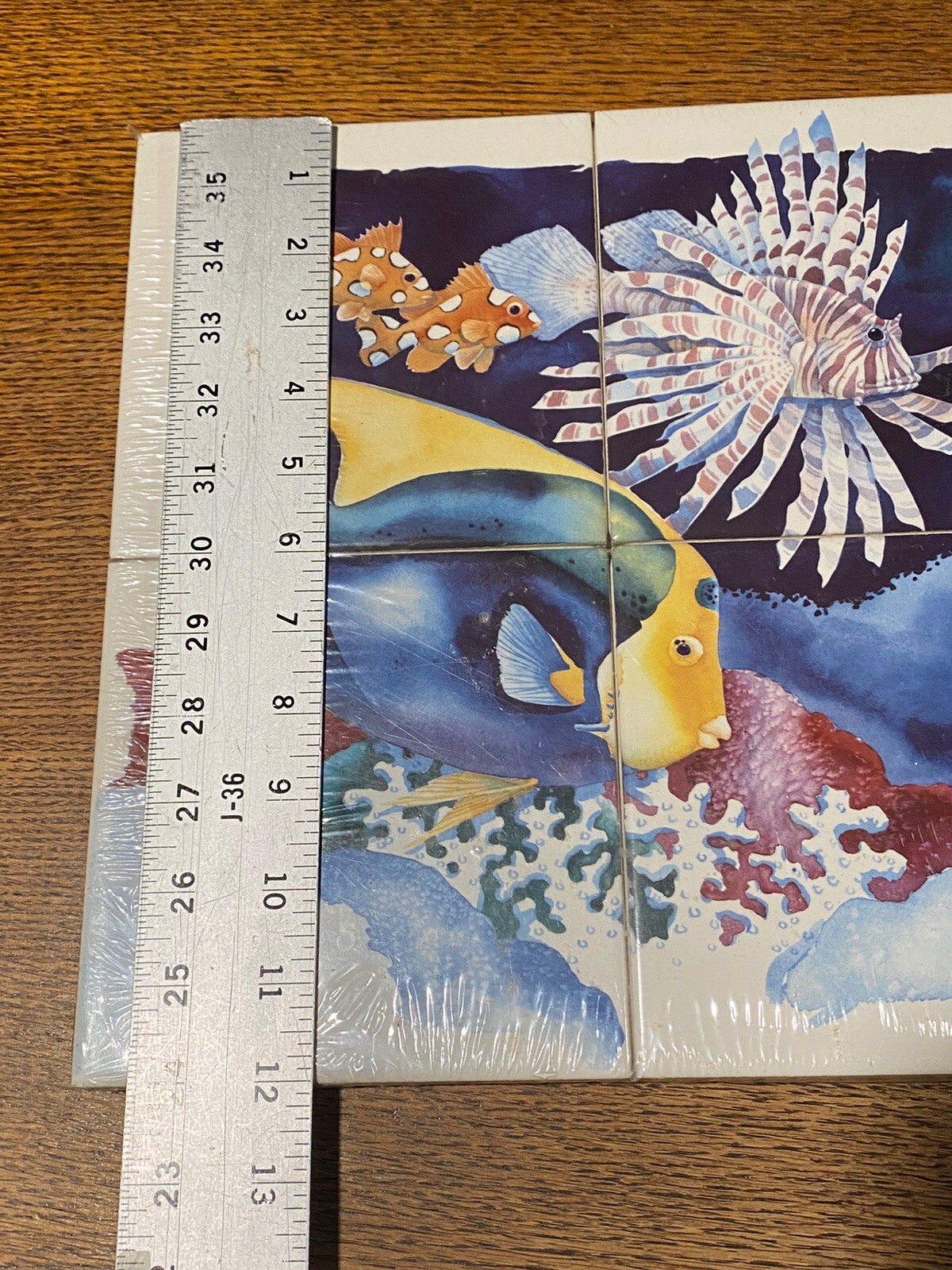 Ocean Sea Coral Reef Fish Scene Ceramic Tile Mural New Sealed Paul Brent 6” Tile