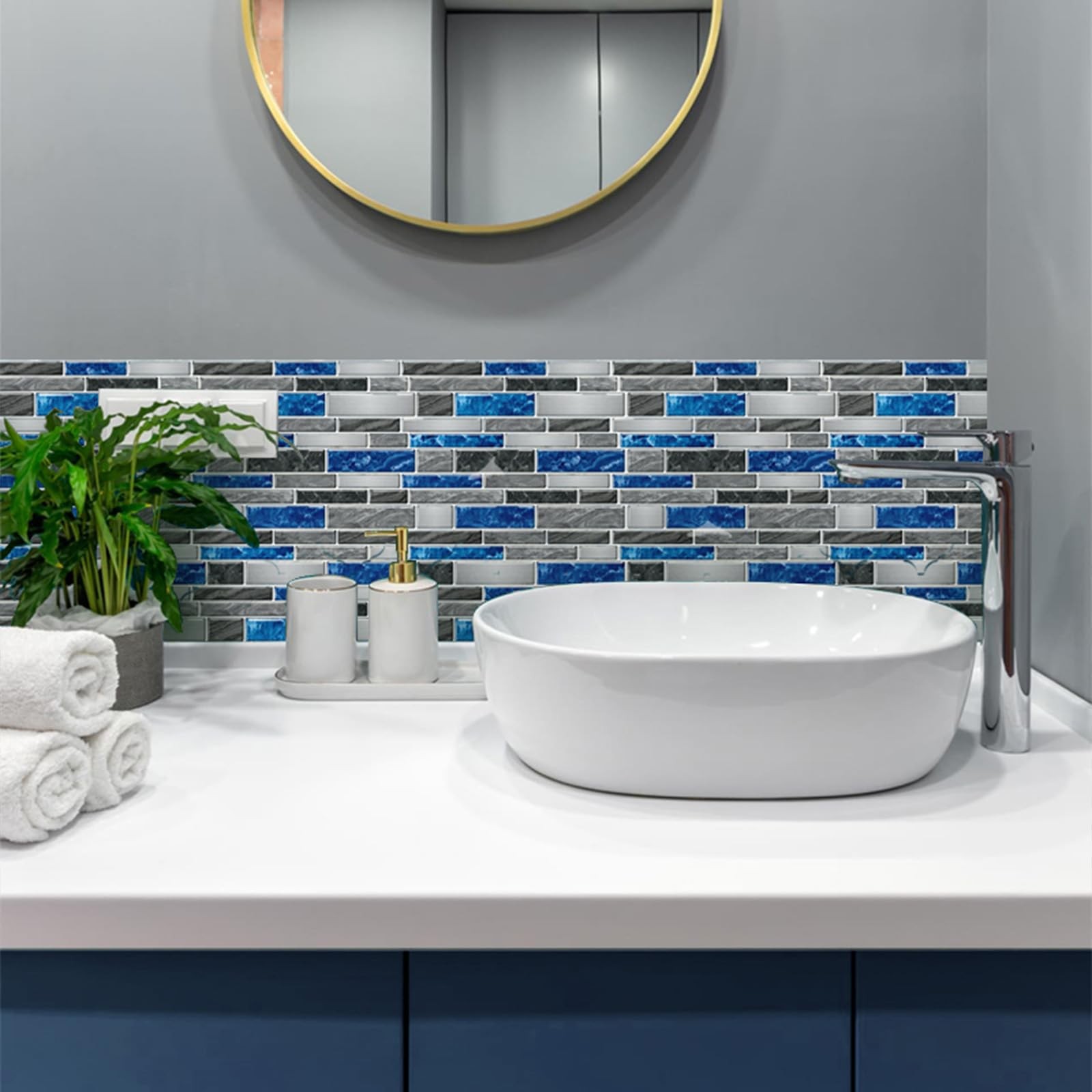 10 Sheets Peel and Stick Backsplash, Peel and Stick Tiles, Marble Look Wall T…