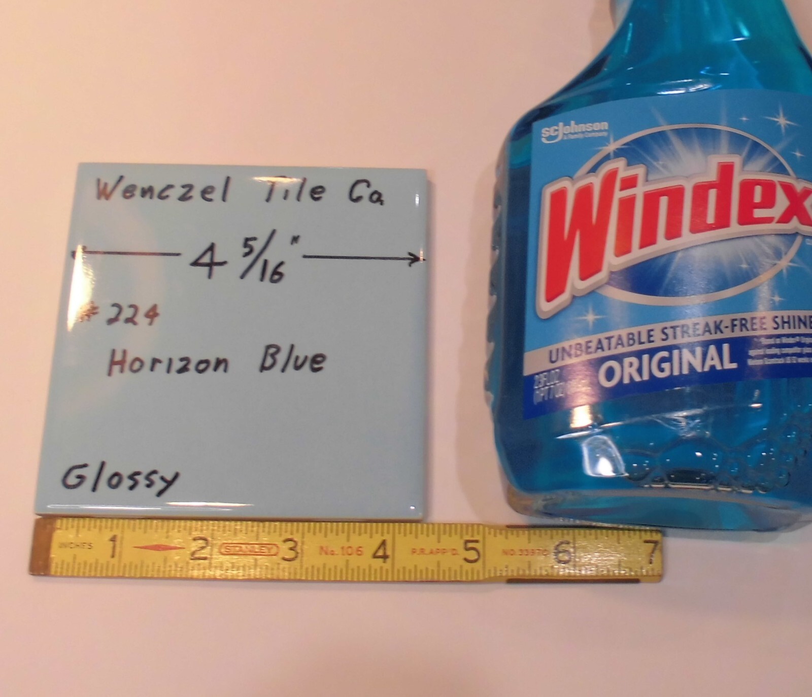 1 pc. Horizon – Medium Blue: Glossy Ceramic Tile by Wenczel Tile Co. 4-5/16″ New