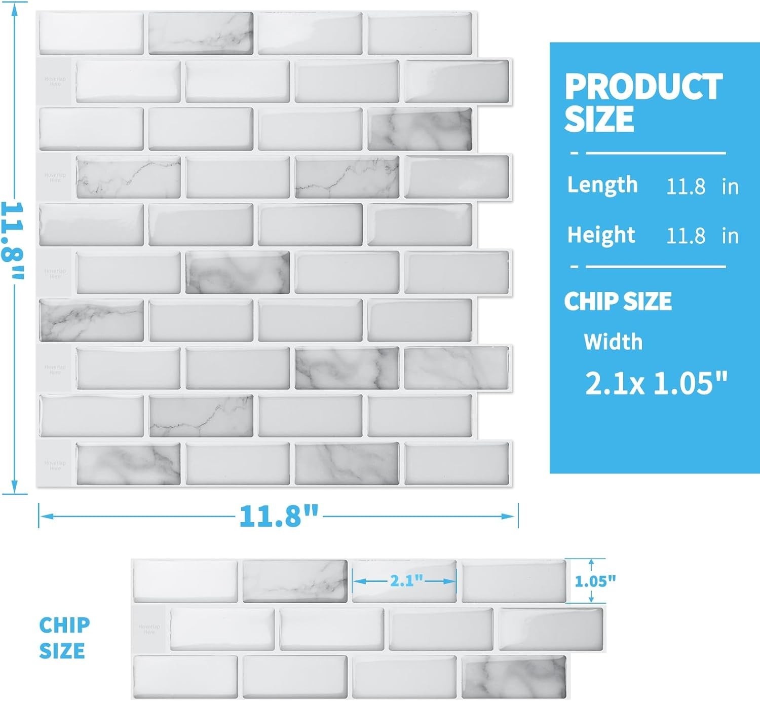 Effortless Elegance: 10-Piece Peel and Stick White Marble Tile Set – 12×12