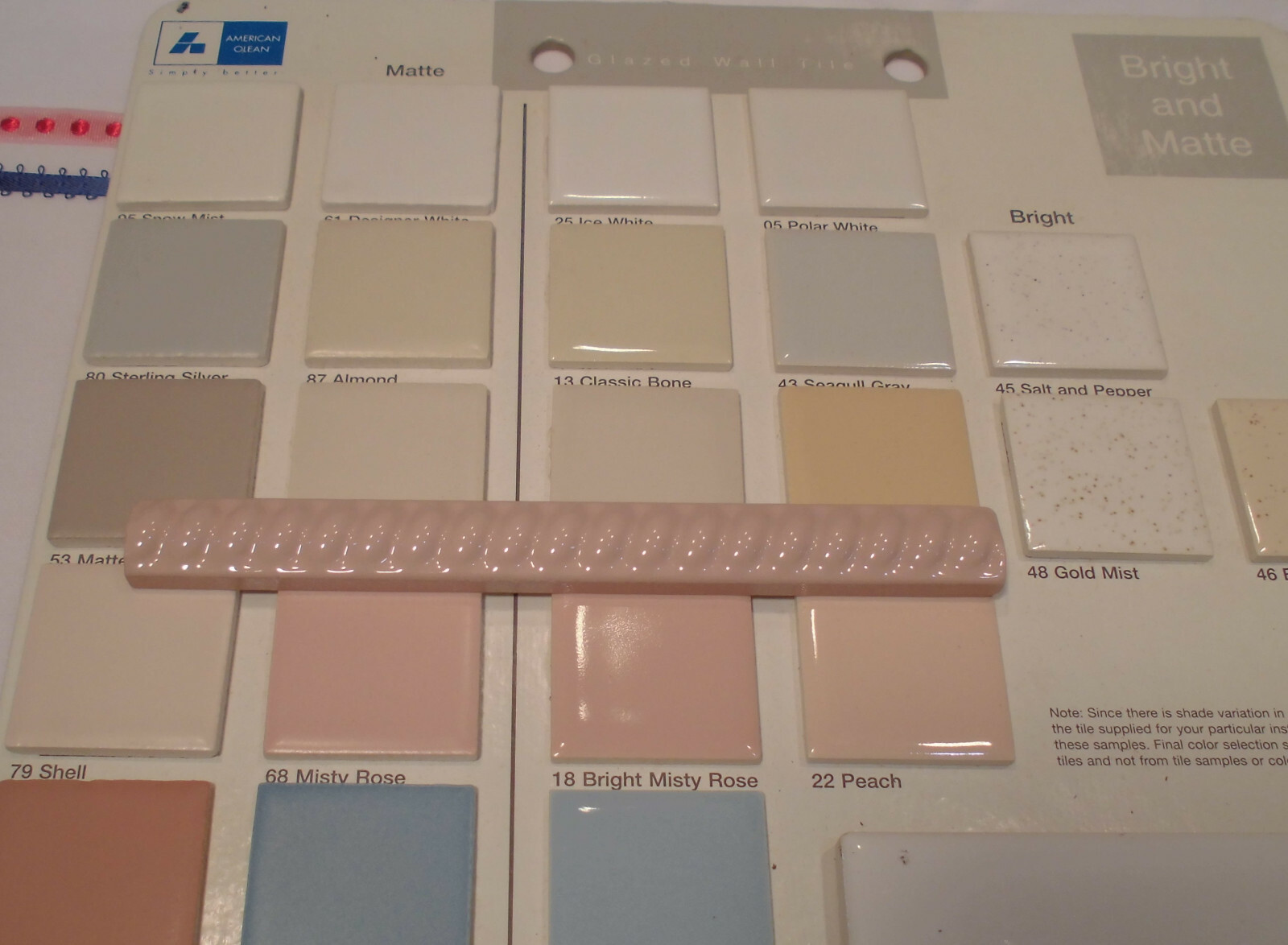 10 pcs. Misty Rose: Vintage Ceramic Liner-Pencil-Sizzle Tiles: 5/8″ X 6″ Rope