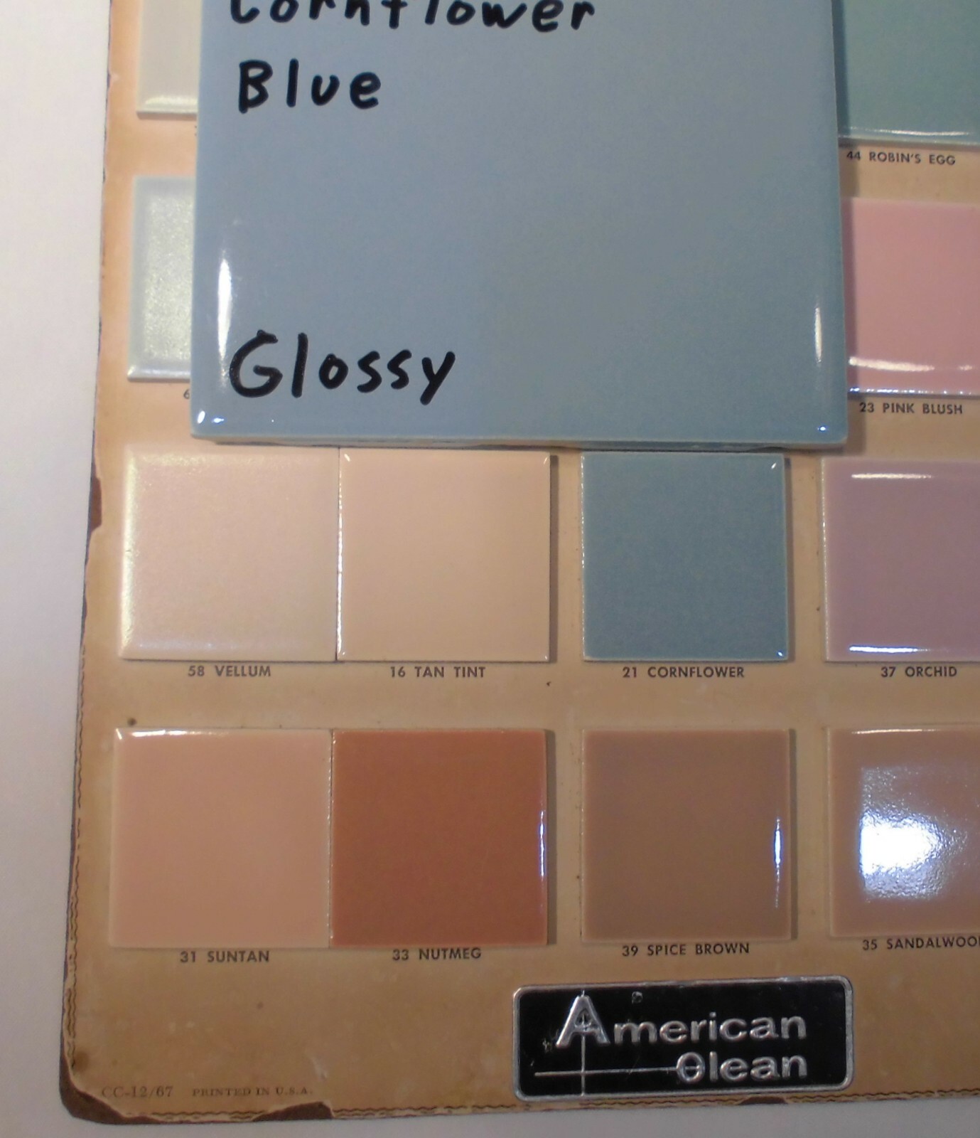 1 pc. VTG *Blue* 4-1/4″ Glossy Ceramic Tile by Monarch Co.; Match AO Cornflower