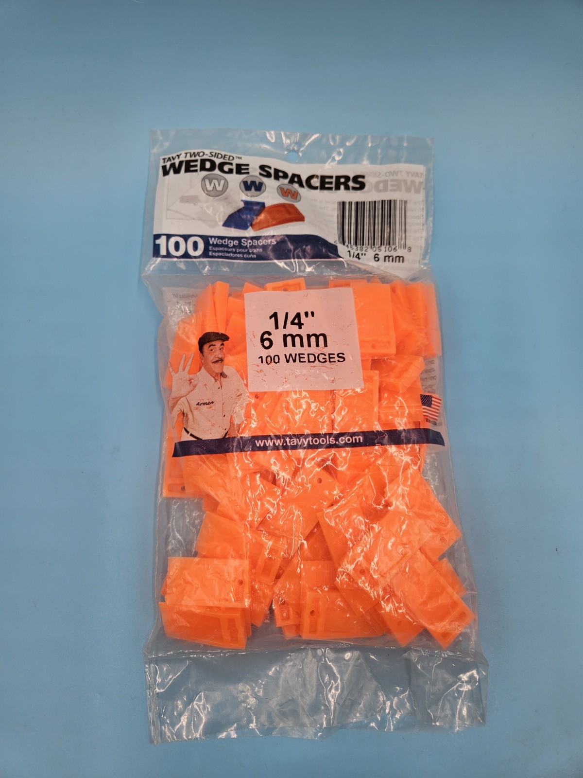 100 WEDGE SPACERS for Tile Marble 1/4″ 6mm ORANGE Plastic 2 Sided shim TAVY 5106