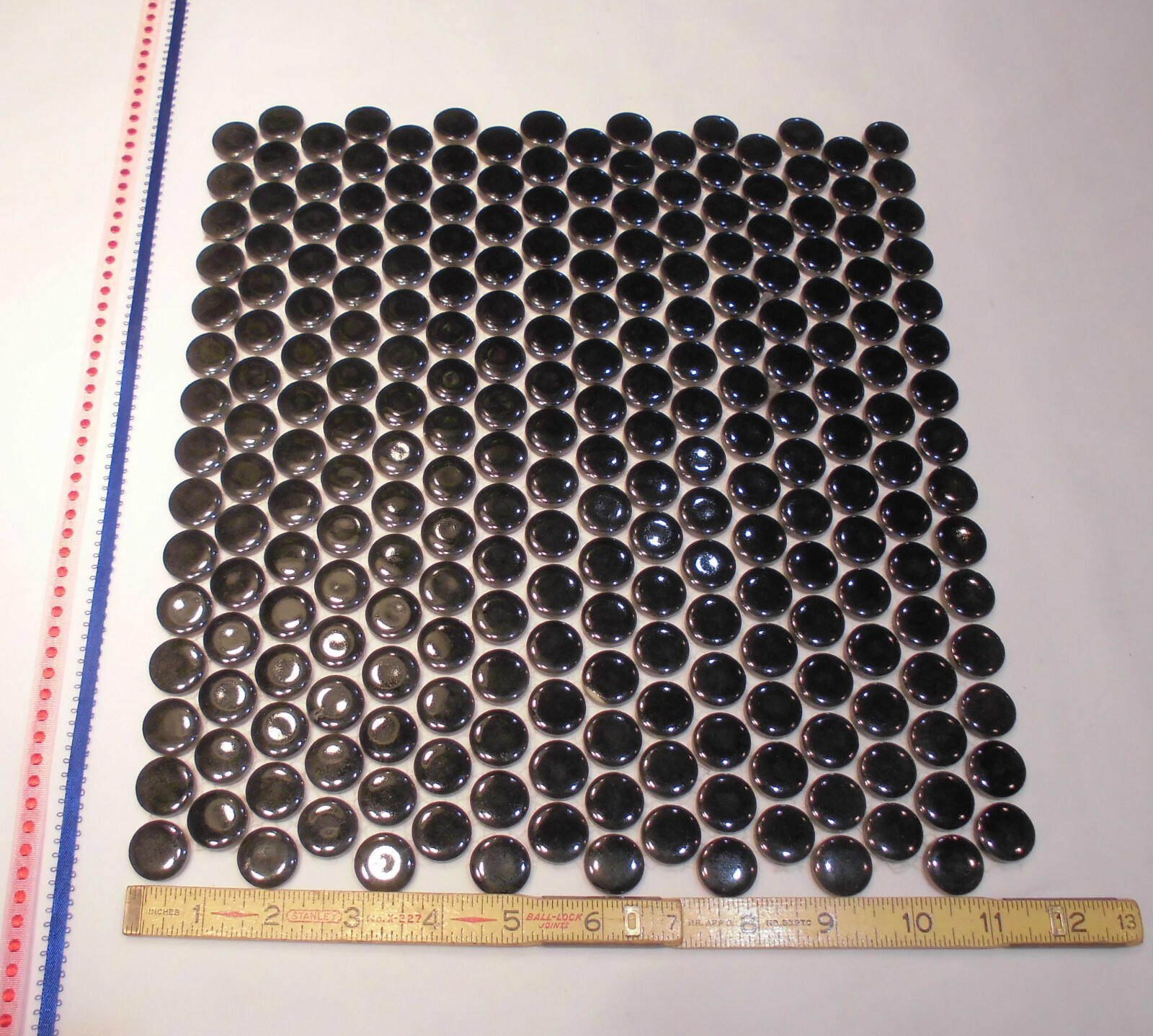 1 Sheet: Penny Round Black 12×13 Porcelain Mosaic Wall/Floor Tile; Backsplash