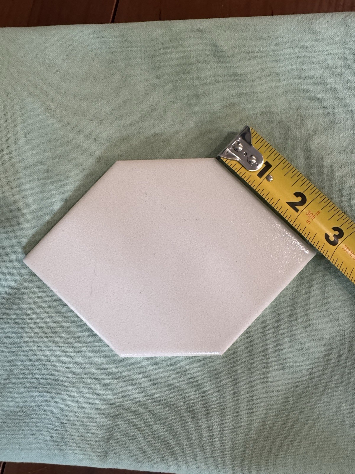 1 pc. Hexagon 4″ X 6″ Off White Ceramic Tile; Crystal Glazed; Florida Co.