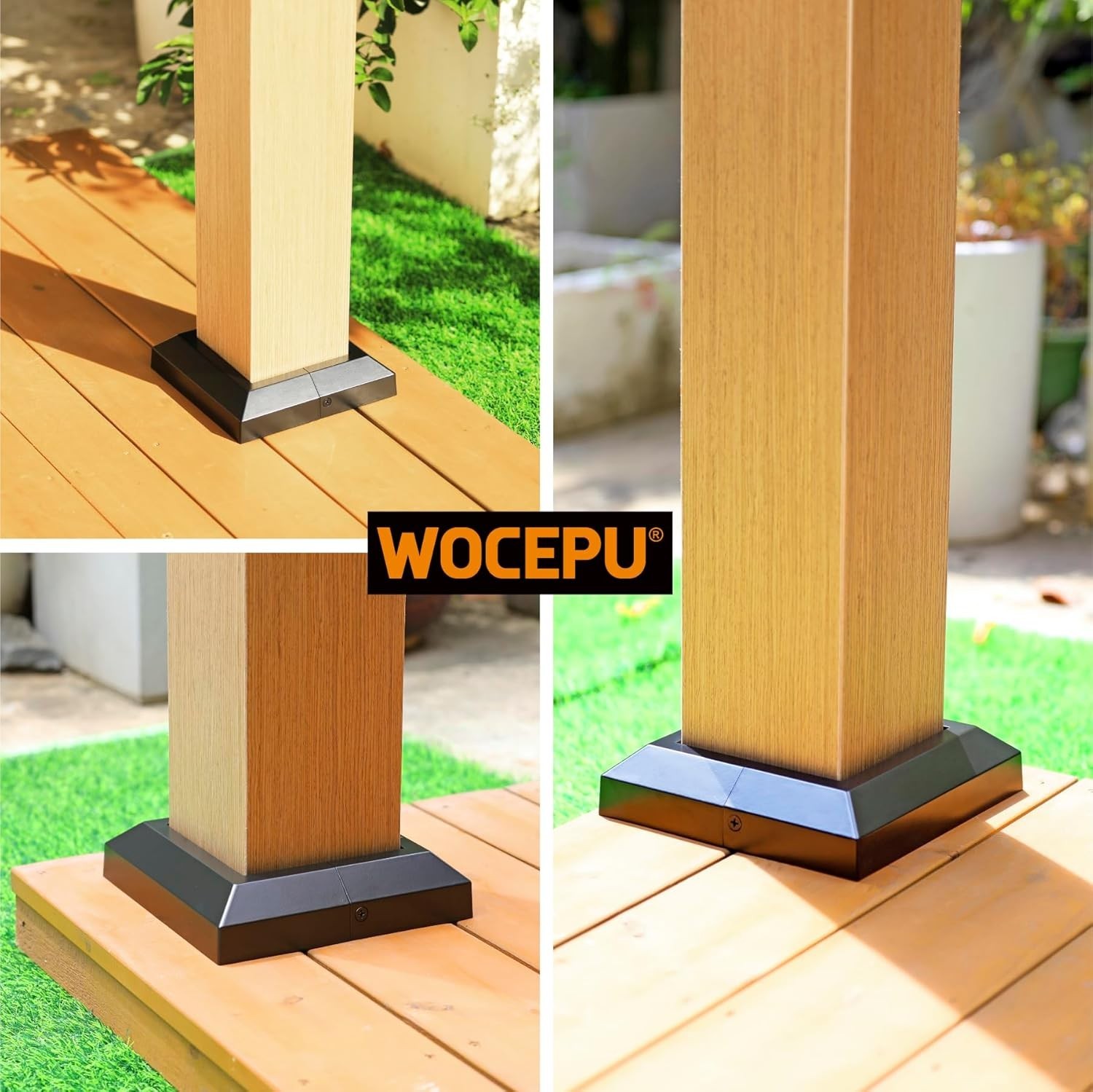4 pcs 5.5″x5.5″ Aluminum Deck Post Base Cover, for Deck railings, Stairs, Patios