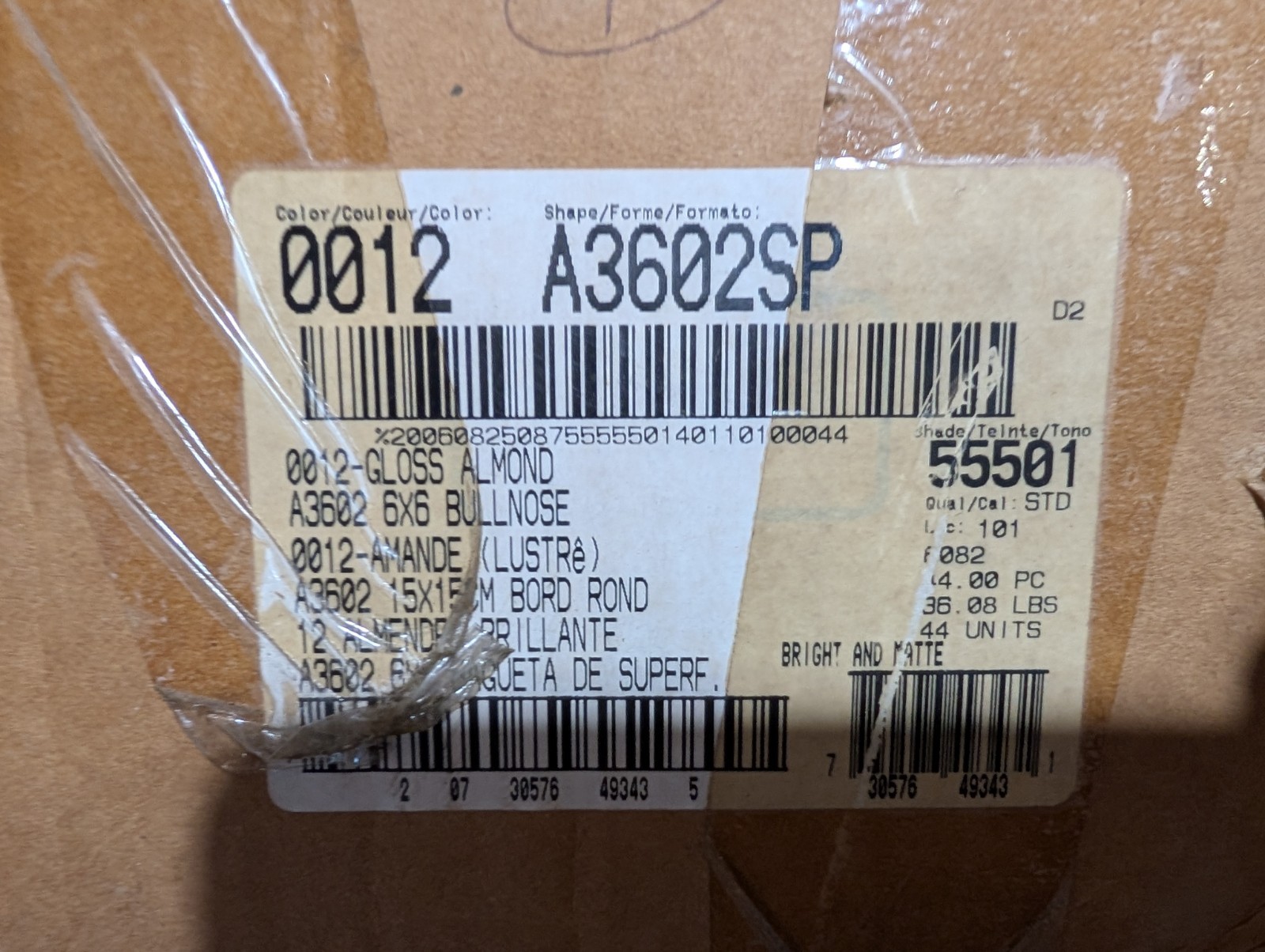 2 pcs NEW American Olean Gloss Almond #12 A3602 Ceramic Tile MUD BULLNOSE 6X6″