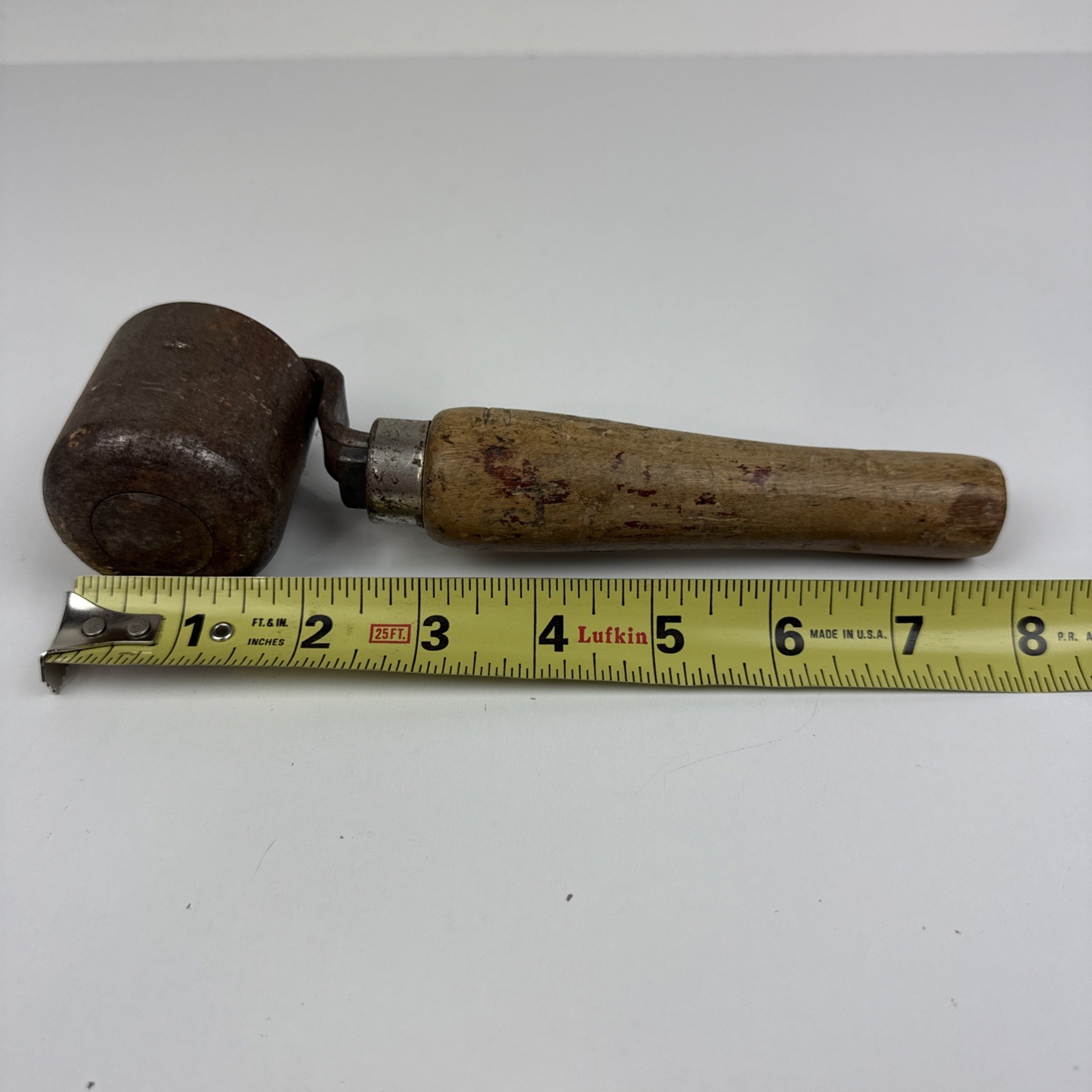Vintage Round Edge Medal Roller, 8” Long For Carpet, Vinyl, Vaneer Roller Works