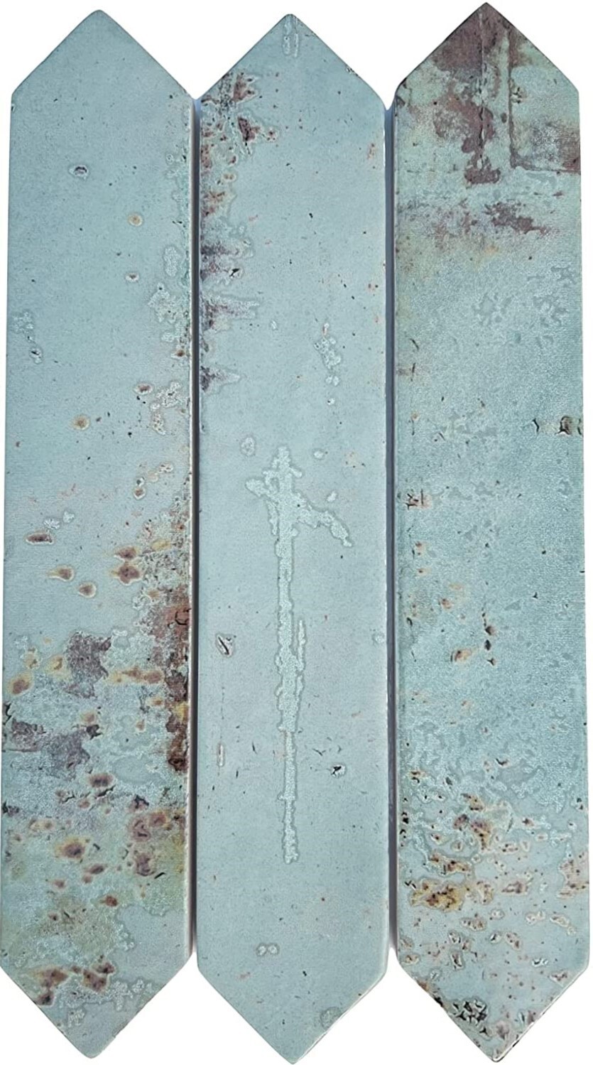 2×10 Palermo Collection Picket Aqua Glazed Ceramic Wall Tile Kitchen Backsplash